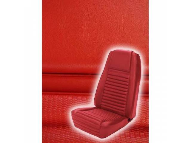 Front Bucket Seat Upholstery Set, Mach 1, Vermilion (Red) with Vermilion (Red) Stripe
