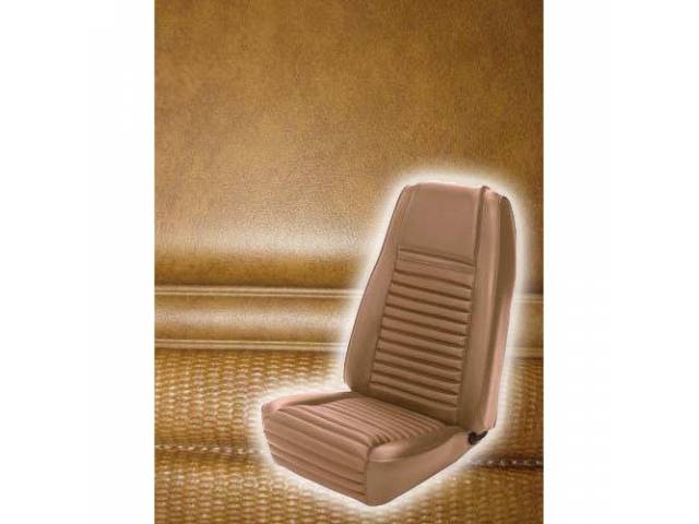 Front Bucket Seat Upholstery Set, Mach 1, Medium Ginger with Medium Ginger Stripe