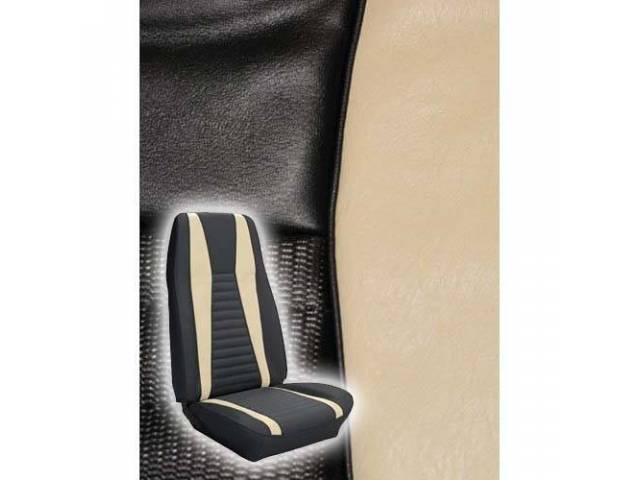 Front Bucket Seat Upholstery Set, Mach 1, Black with White Stripe