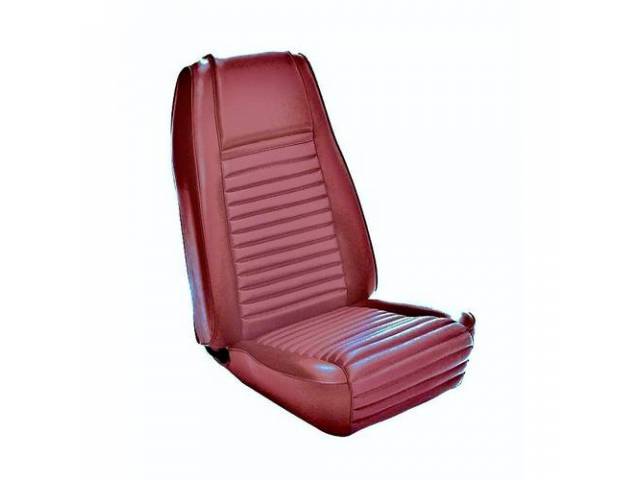 Front Bucket Seat Upholstery Set, Mach 1, Dark Red with Red Stripe