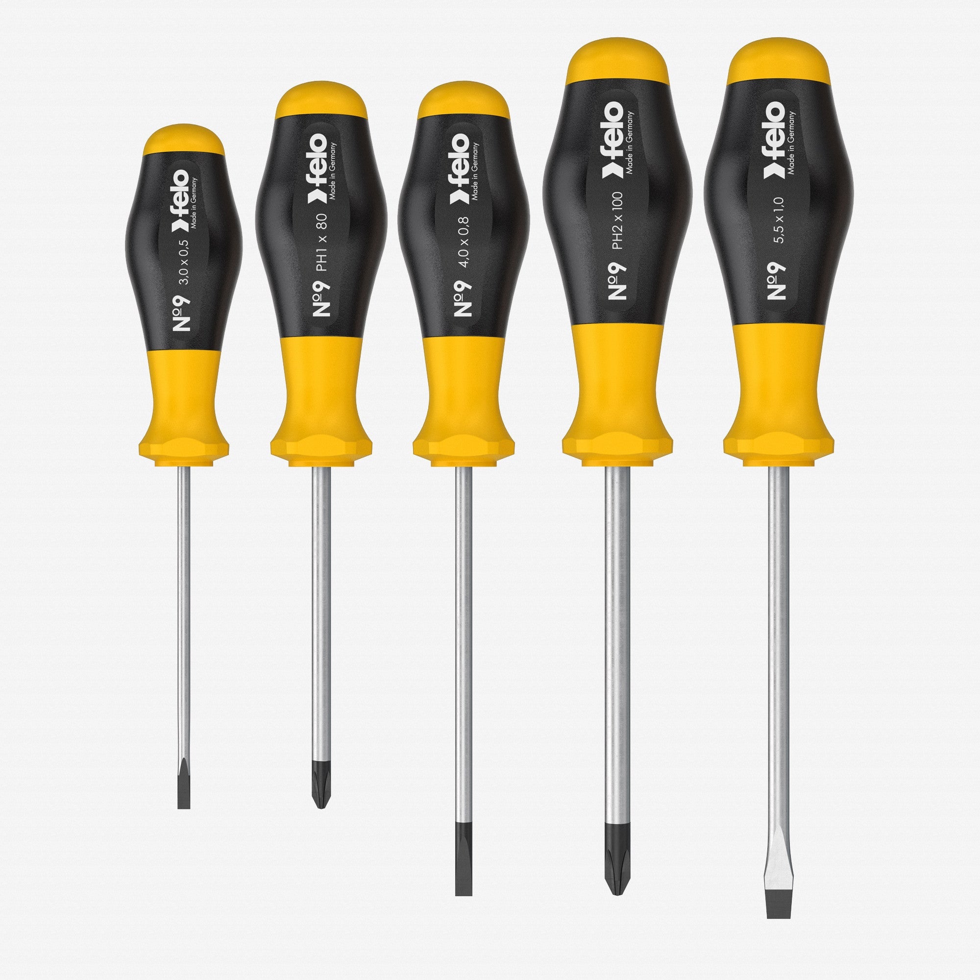 Felo No. 9 Slotted/Phillips Screwdriver Set, 5 Pieces