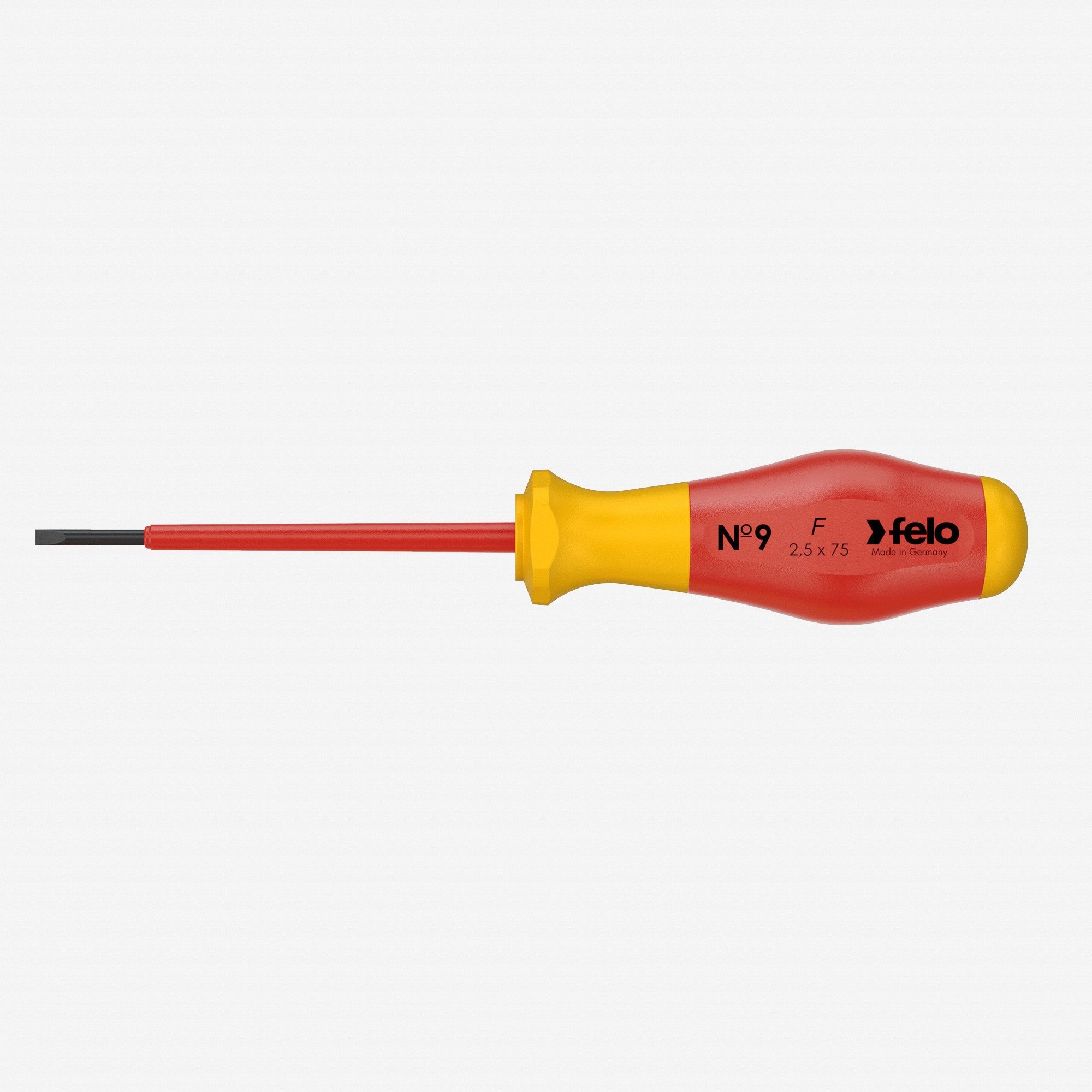 Felo No. 9 VDE Slotted 2.5 x 75mm Screwdriver