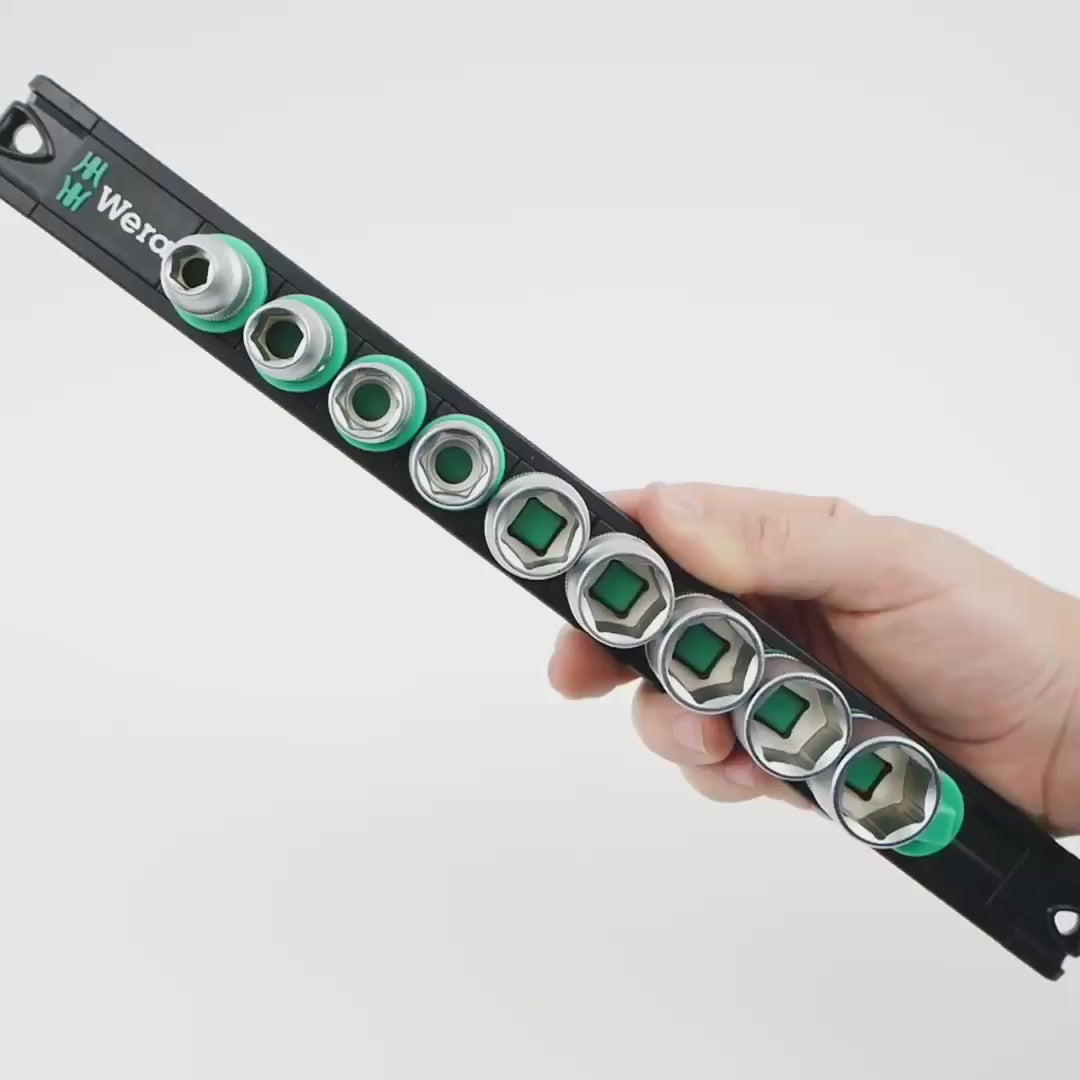 Wera 005430 Metric 3/8" Drive Zyklop Socket Set with Magnetic Holder, 9 Pieces