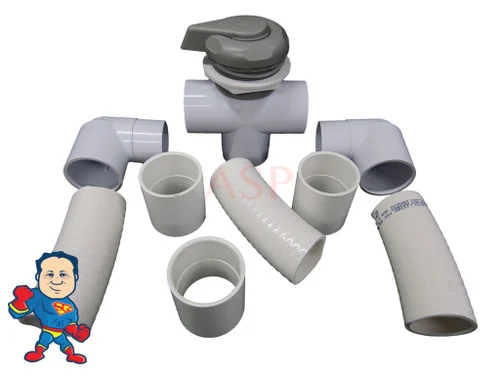 Gray Diverter Valve Complete Kit 2″ x 2″ x 2″ w/ 3 3/4″ Cap for Hot Tub Spa