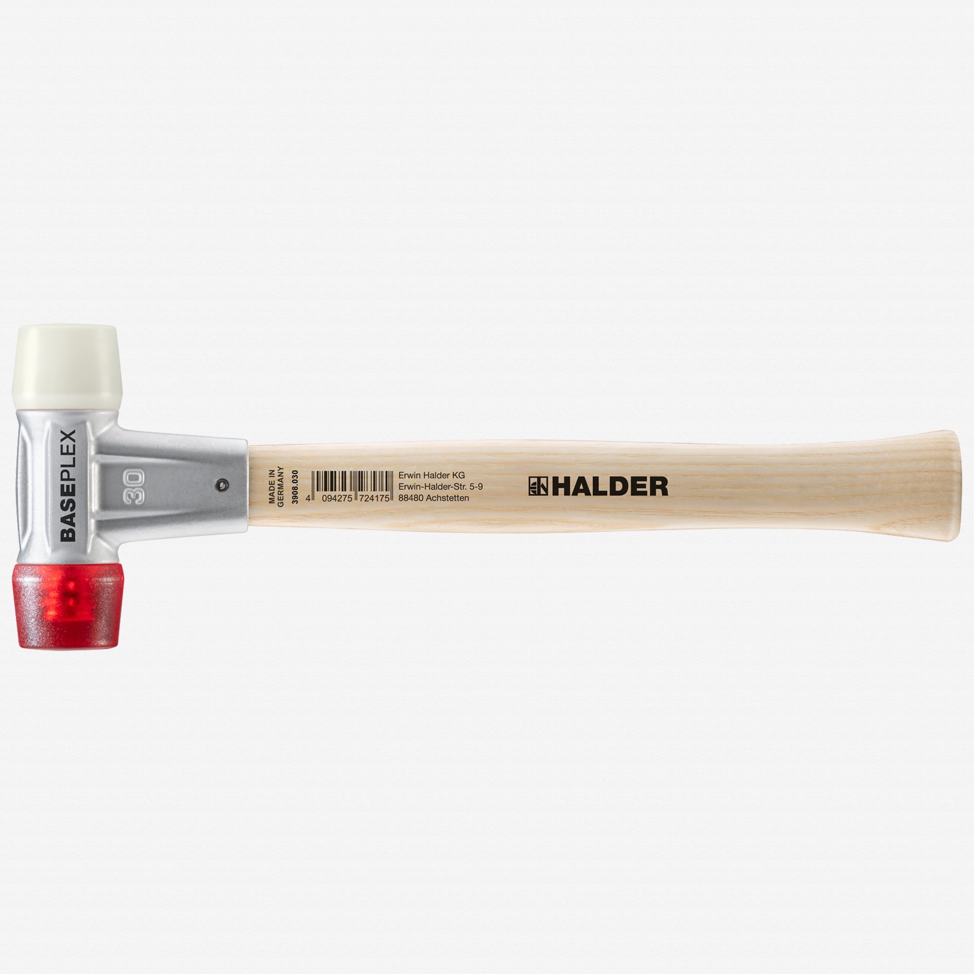 Halder Baseplex Mallet with Nylon/Red Plastic Face Inserts and Zinc Die Cast Housing, 1.18" / 12.7 oz.