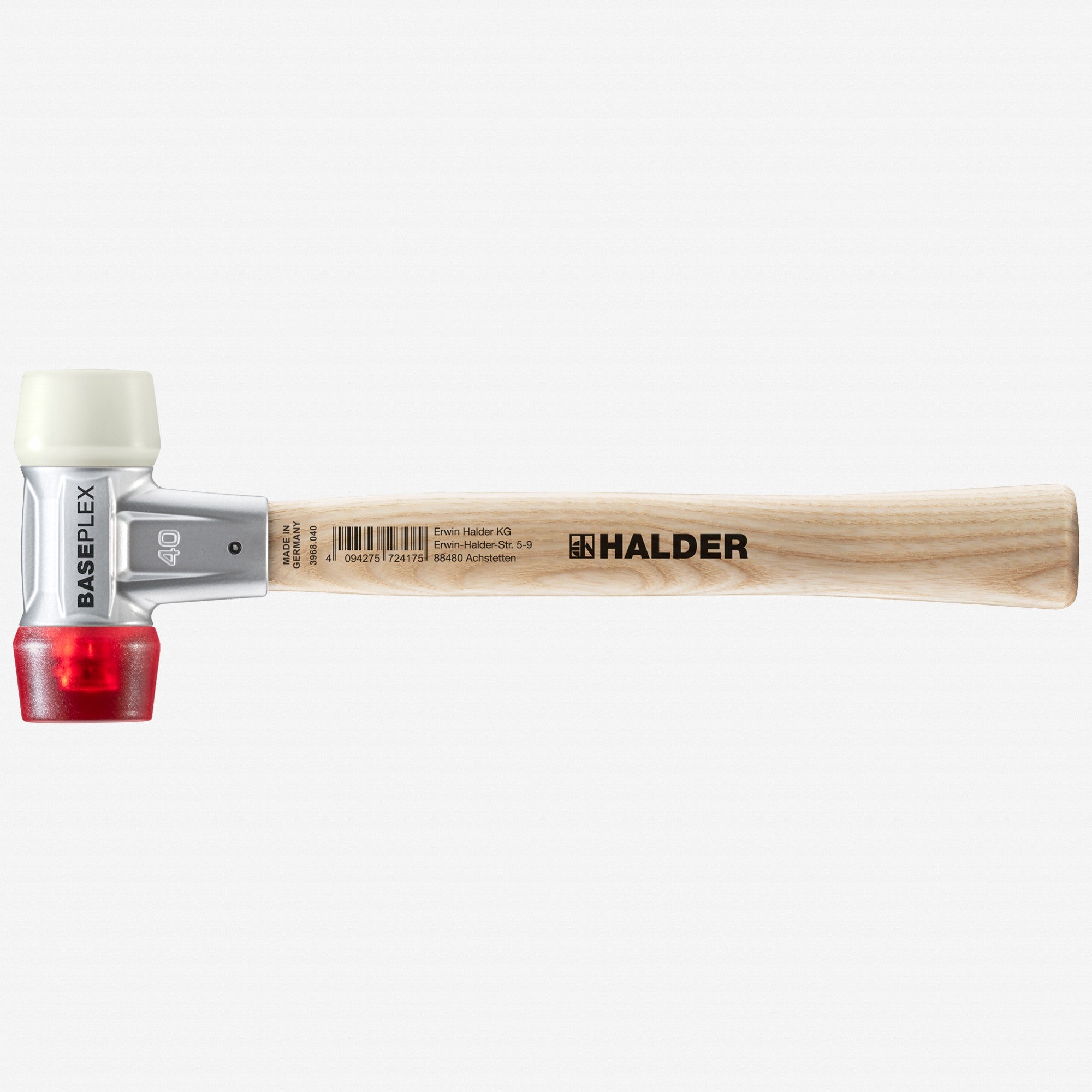 Halder Baseplex Mallet with Nylon/Red Plastic Face Inserts and Zinc Die Cast Housing, 1.6" / 17.07 oz.