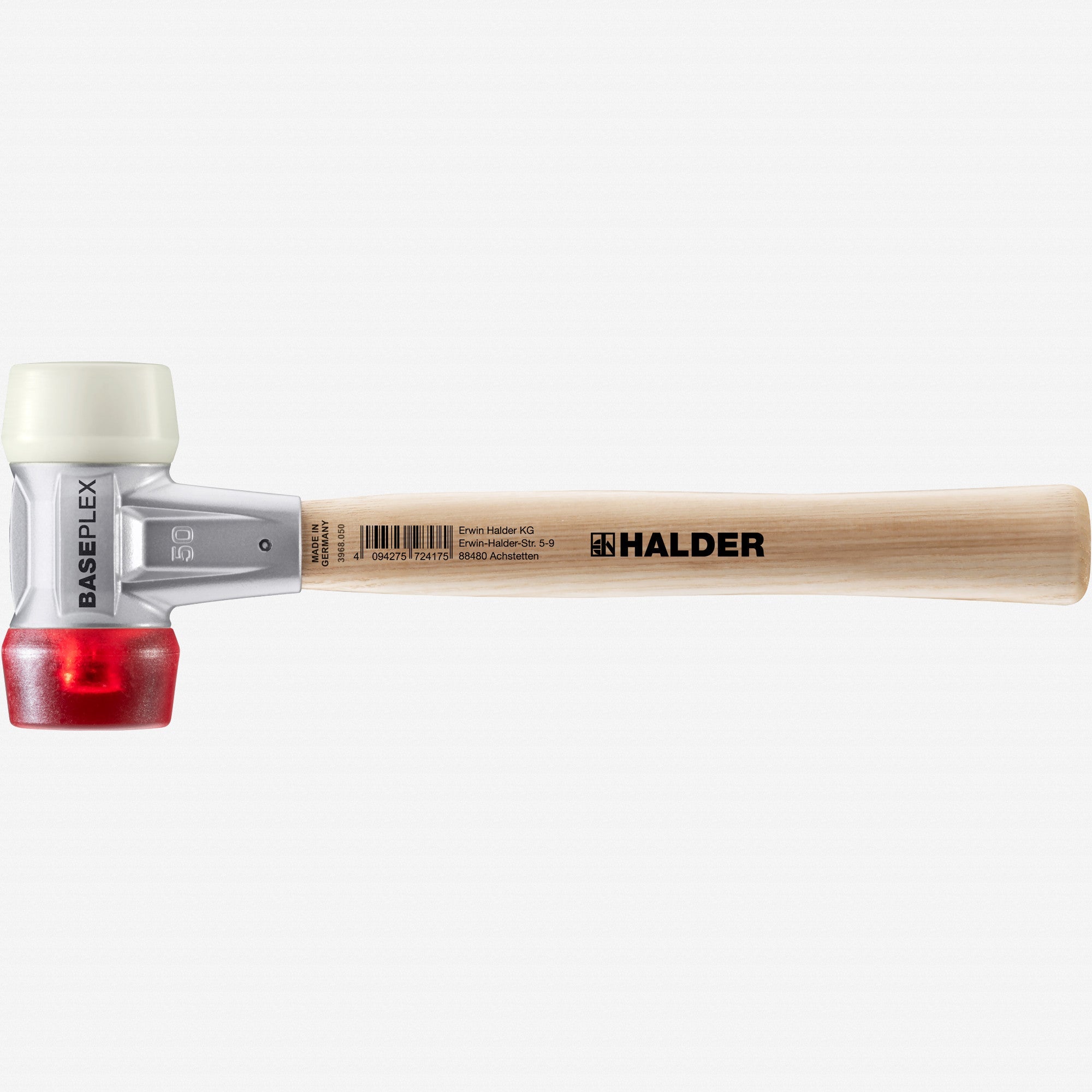 Halder Baseplex Mallet with Nylon/Red Plastic Face Inserts and Zinc Die Cast Housing, 1.97" / 33.16 oz.