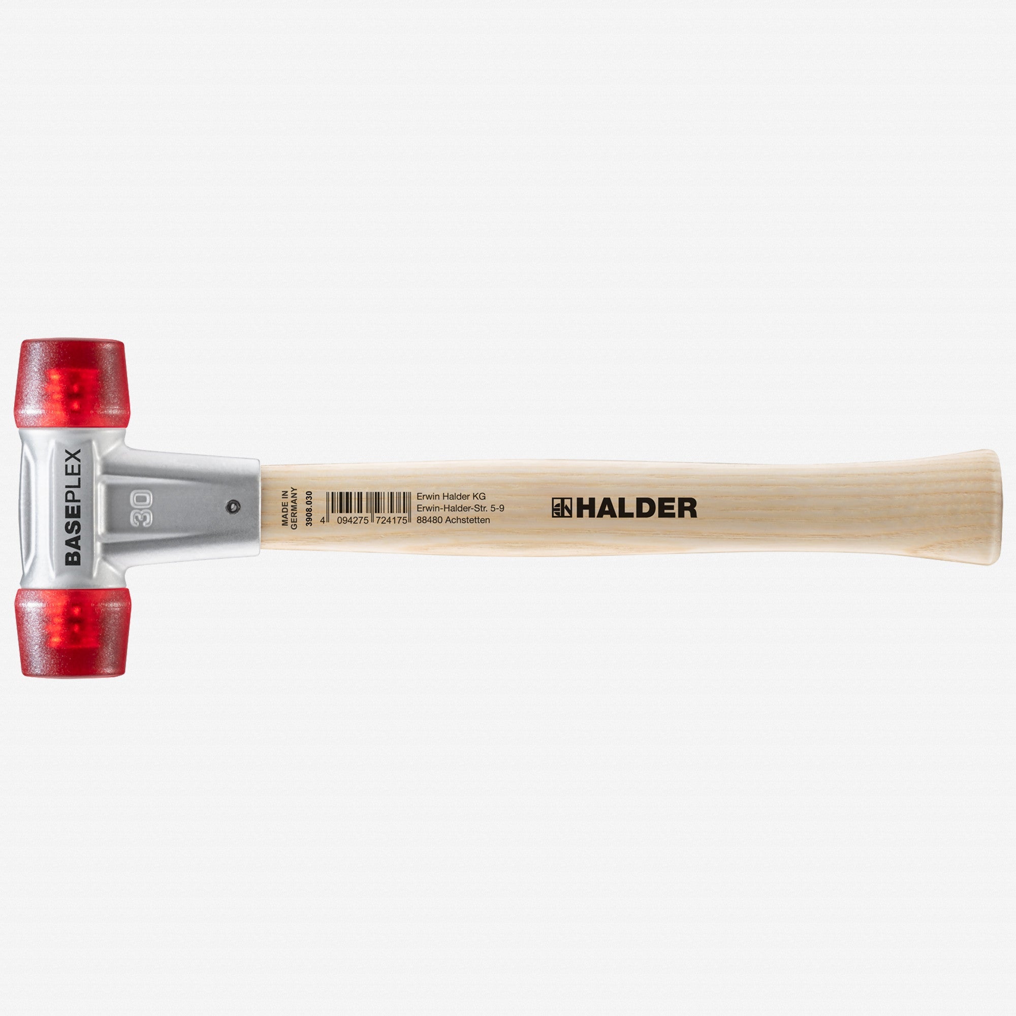 Halder Baseplex Mallet with Red Plastic Face Inserts and Zinc Die Cast Housing, 1.18" / 12.7 oz.