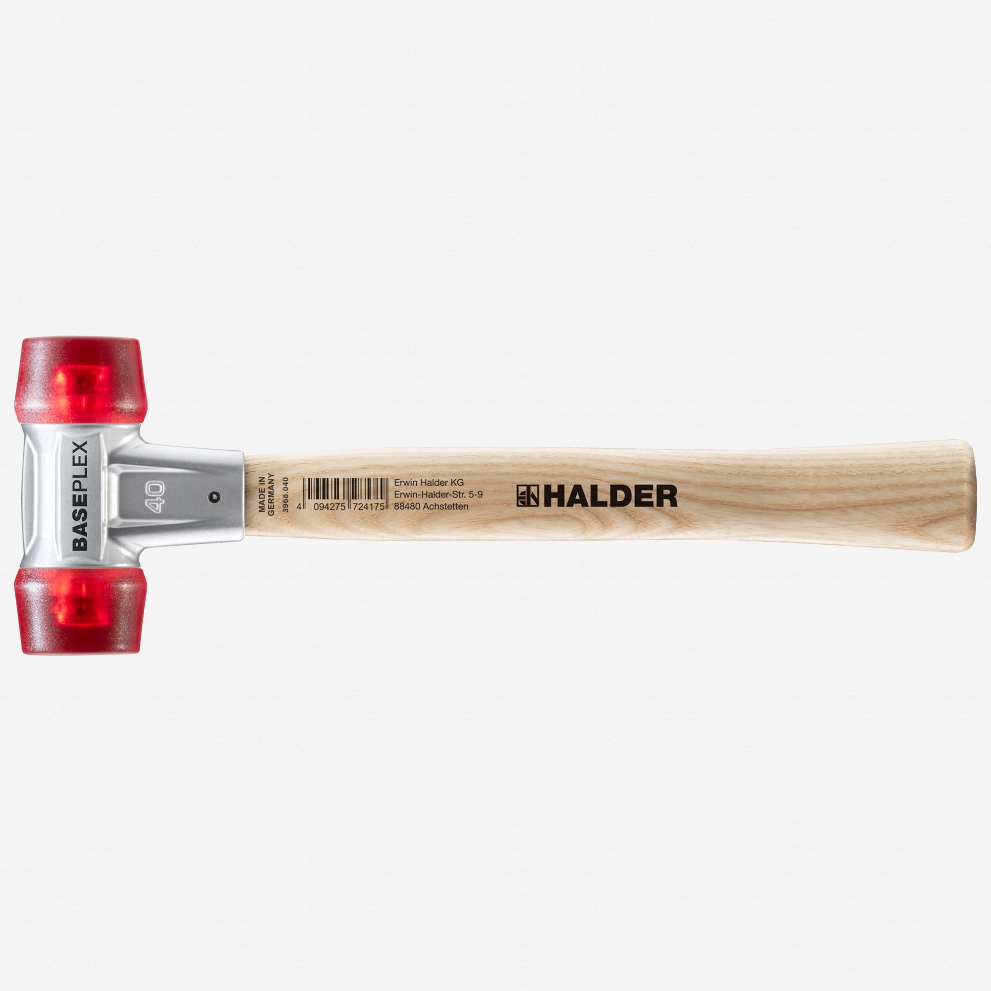 Halder Baseplex Mallet with Red Plastic Face Inserts and Zinc Die Cast Housing, 1.6" / 17.99 oz.