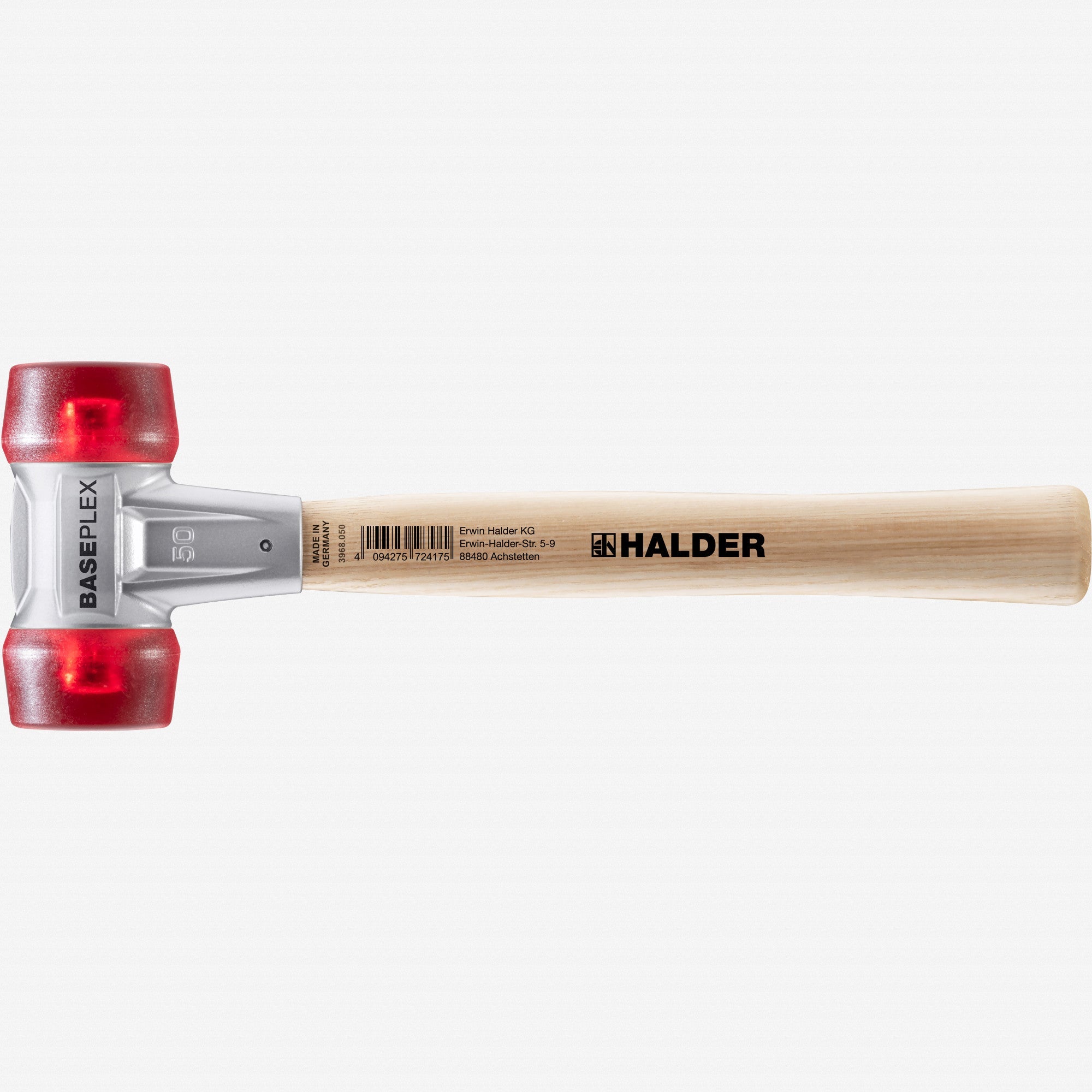 Halder Baseplex Mallet with Red Plastic Face Inserts and Zinc Die Cast Housing, 1.97" / 33.16 oz.