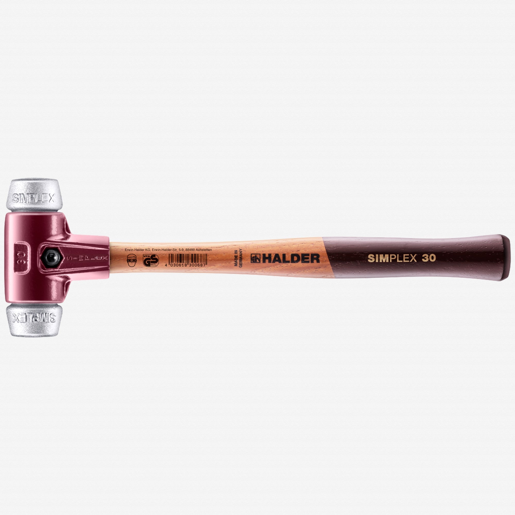Halder Simplex Mallet with Aluminum Inserts and Cast Iron Housing , 1.18" / 14.11 oz.