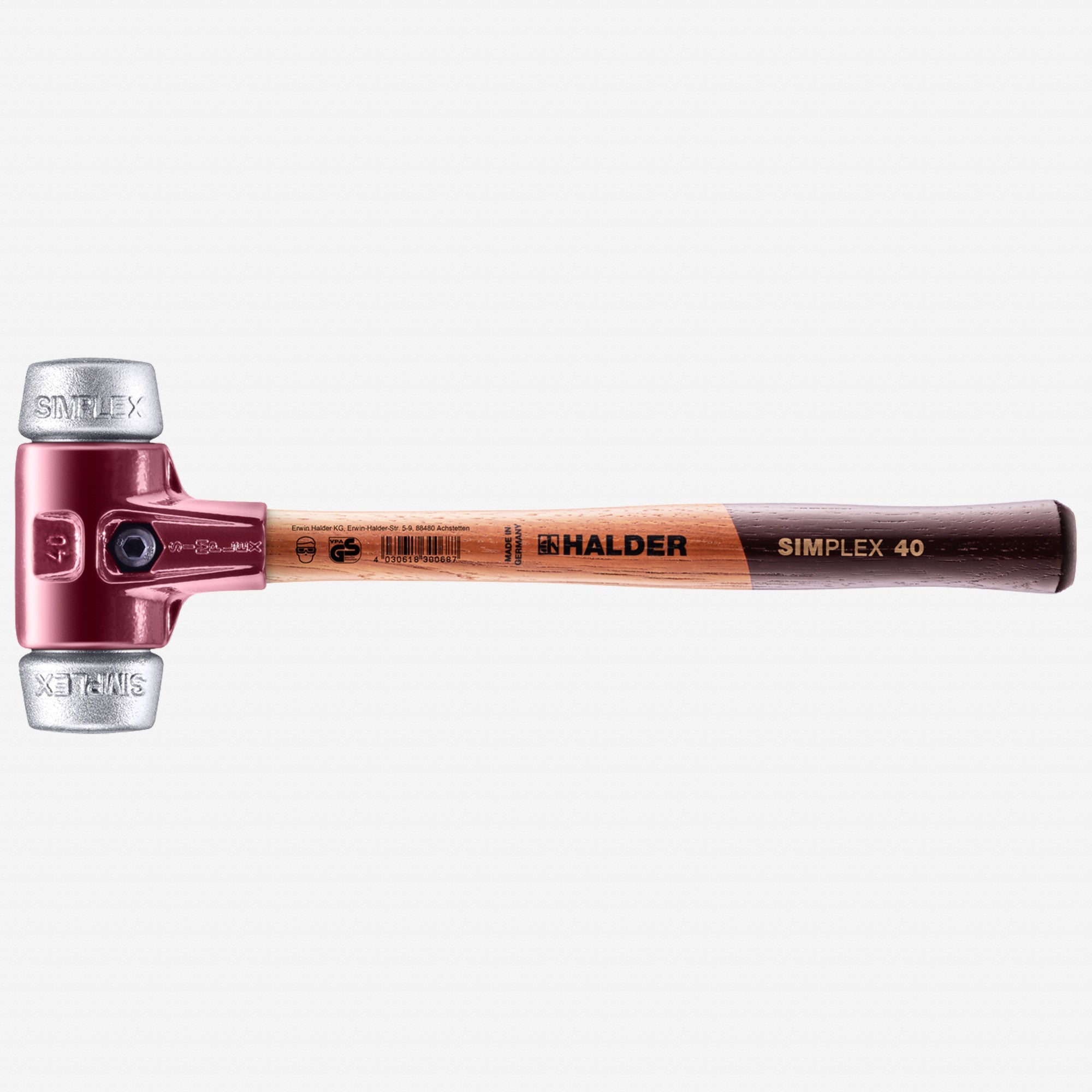 Halder Simplex Mallet with Aluminum Inserts and Cast Iron Housing , 1.57" / 26.46 oz.