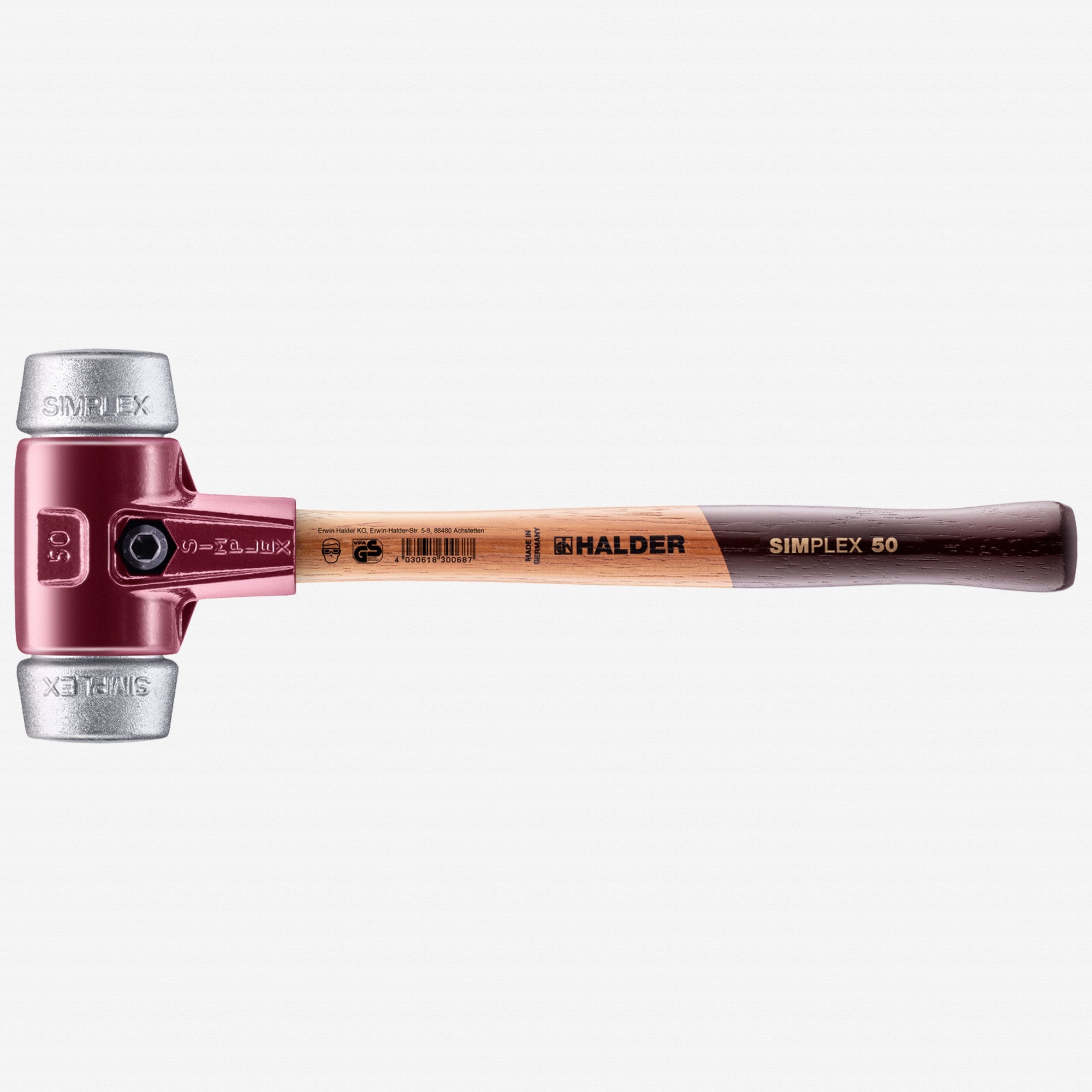Halder Simplex Mallet with Aluminum Inserts and Cast Iron Housing , 1.97" / 48.68 oz.