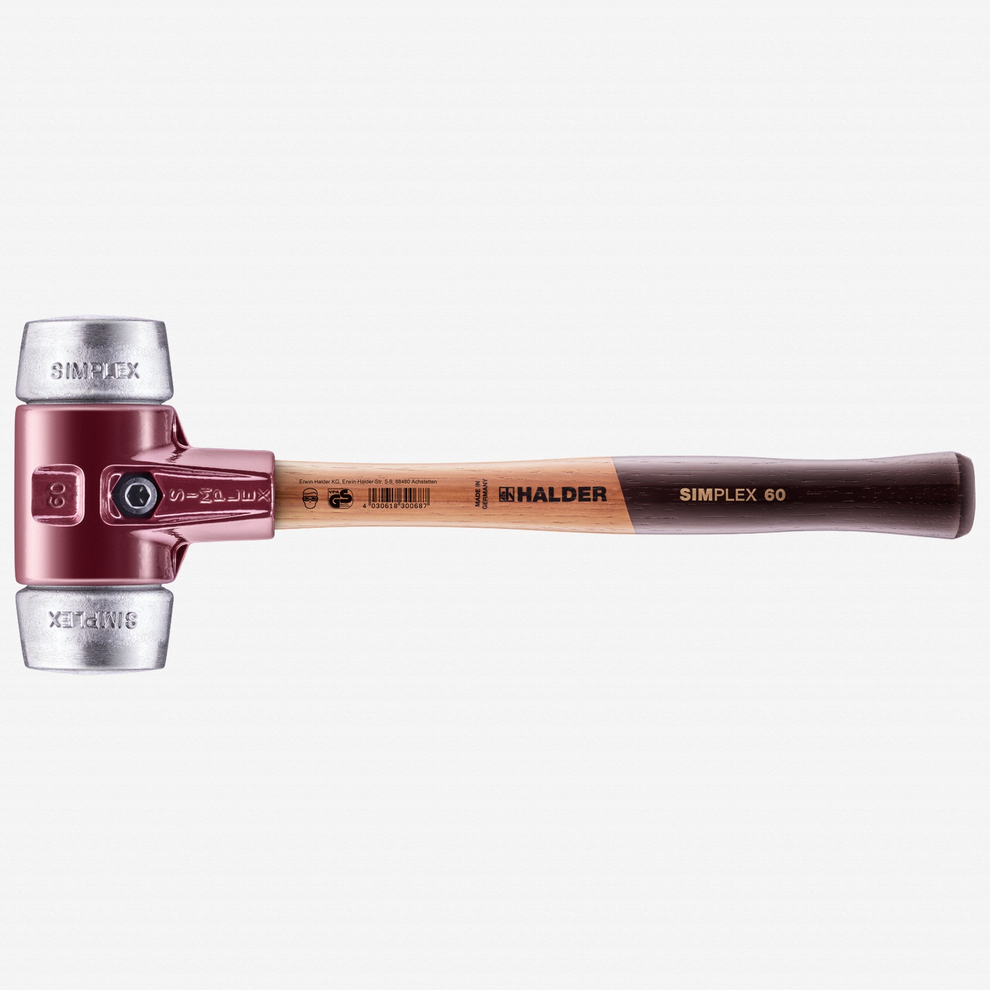 Halder Simplex Mallet with Aluminum Inserts and Cast Iron Housing , 2.36" / 68.78 oz.