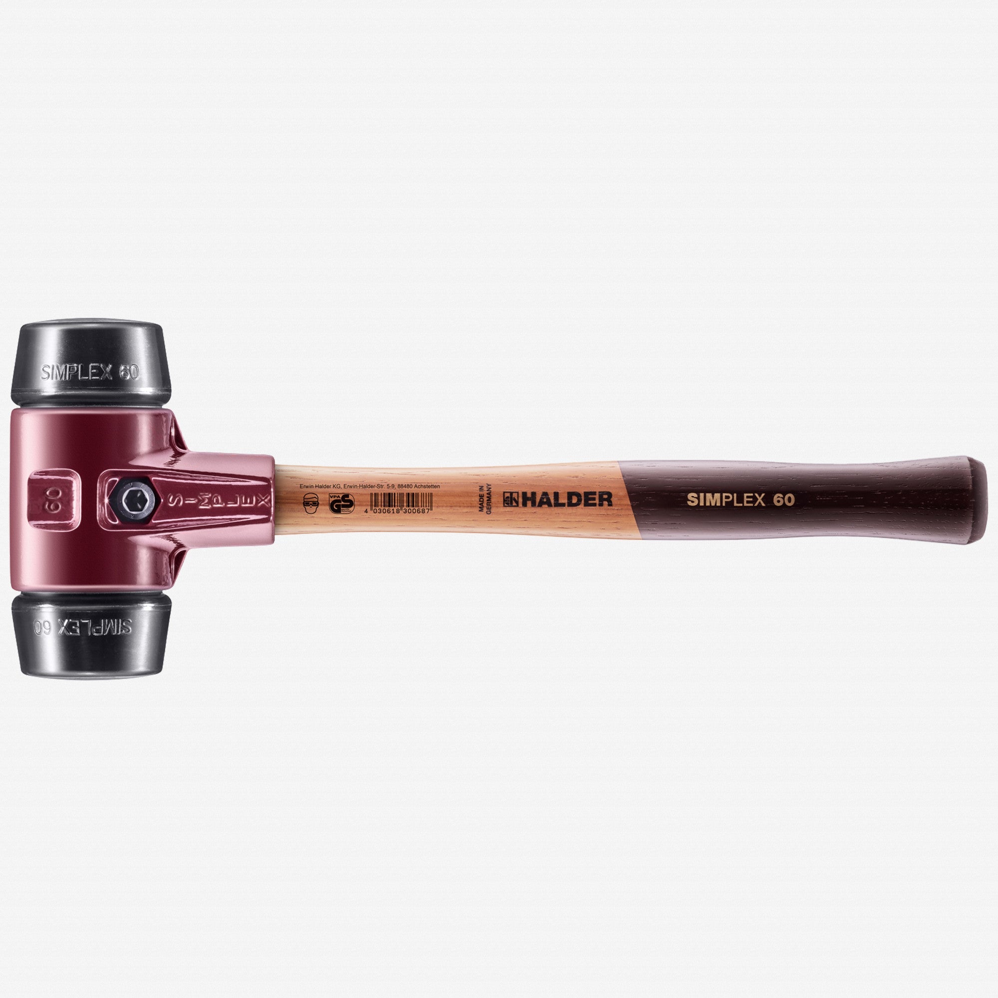 Halder Simplex Mallet with Black Rubber Inserts and Cast Iron Housing, 2.36" / 54.67 oz.