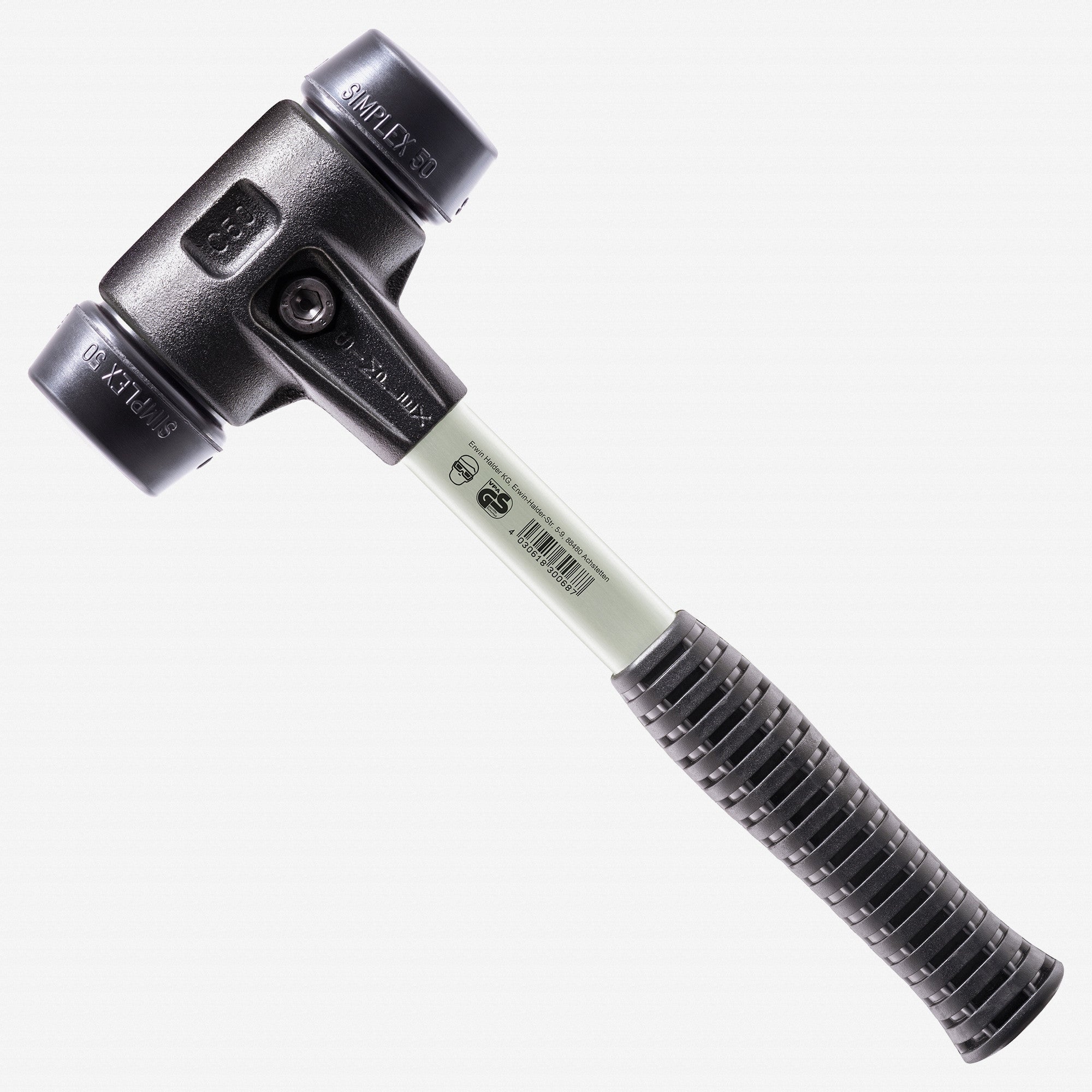 Halder Simplex Mallet with Black Rubber Inserts and Heavy Duty Reinforced Housing, 1.97" / 44.09 oz.