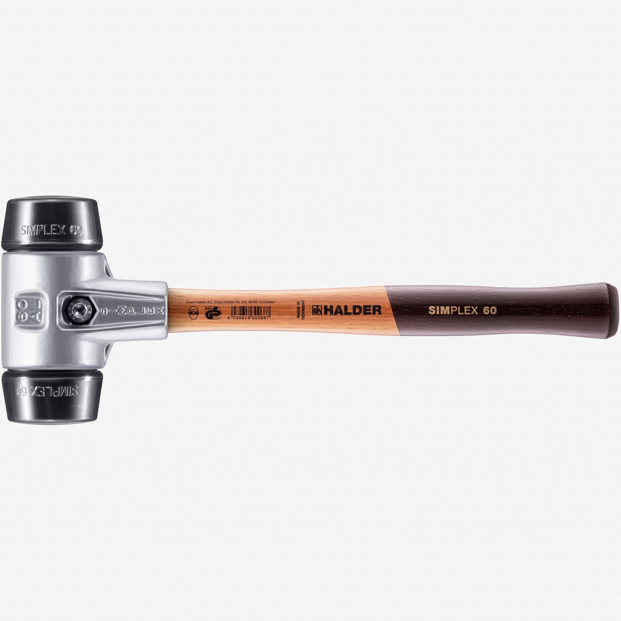 Halder Simplex Mallet with Black Rubber Inserts and Lightweight Aluminum Housing, 2.36" / 34.57 oz.