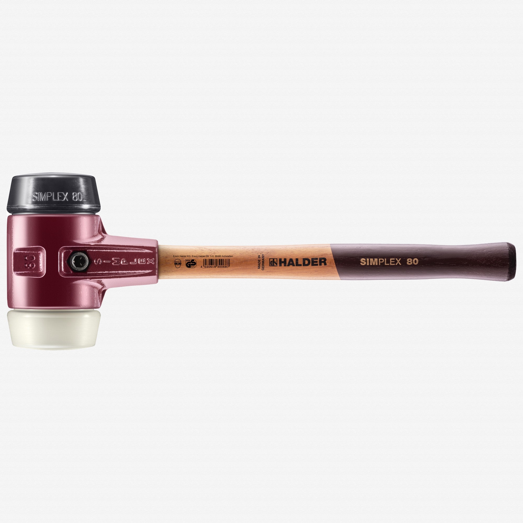 Halder Simplex Mallet with Black Rubber/Nylon Inserts and Cast Iron Housing, 3.15" / 101.94 oz.