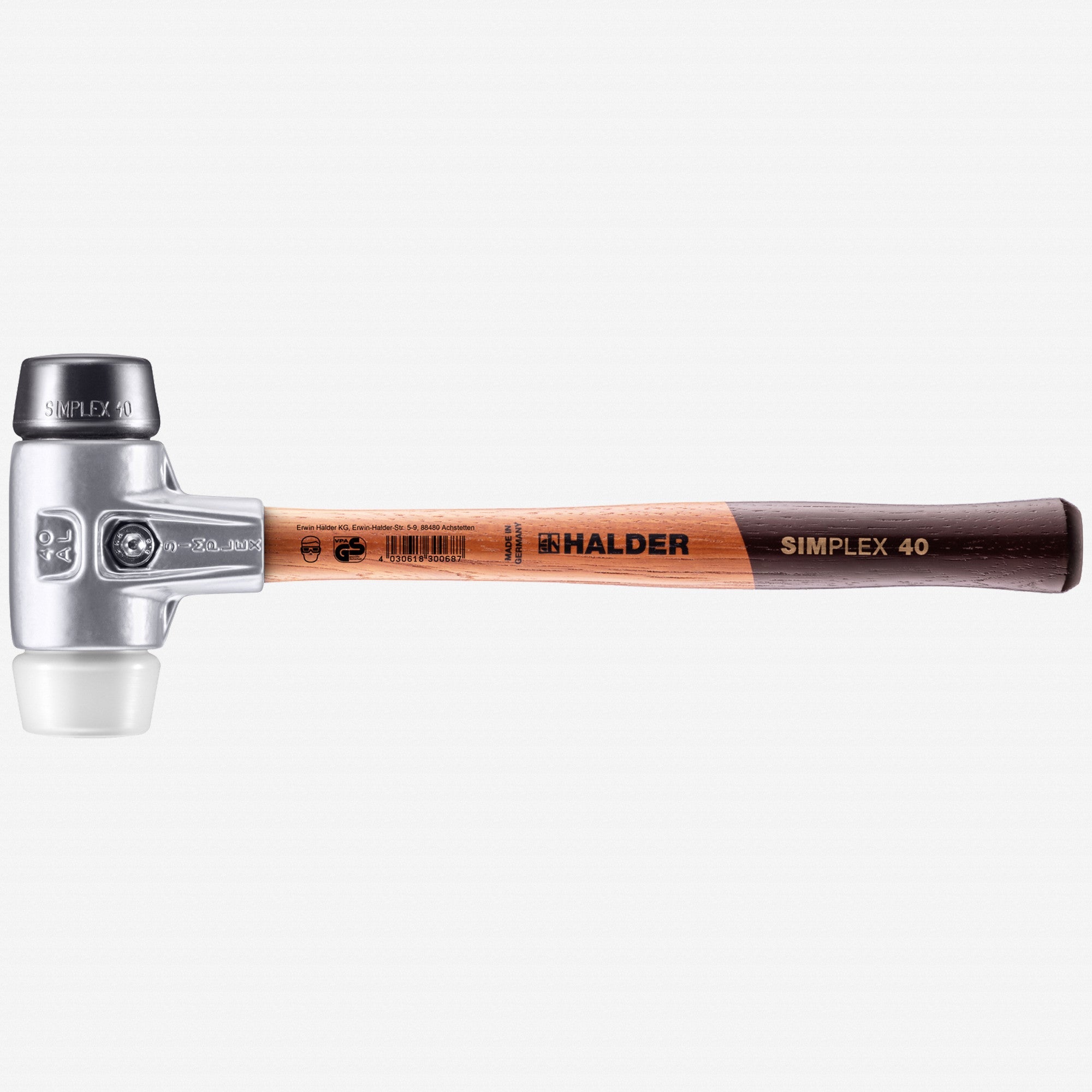 Halder Simplex Mallet with Black Rubber/Superplastic Inserts and Lightweight Aluminum Housing, 1.57" / 13.23 oz.