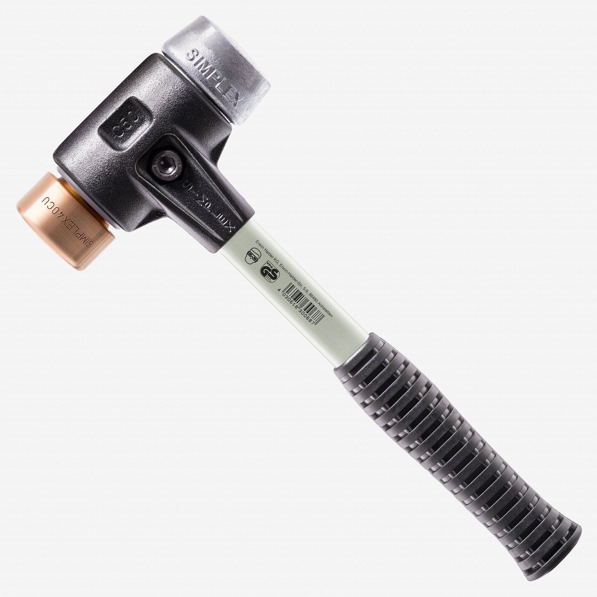 Halder Simplex Mallet with Copper/Aluminum Inserts and Heavy Duty Reinforced Housing, 1.57" / 42.15 oz.