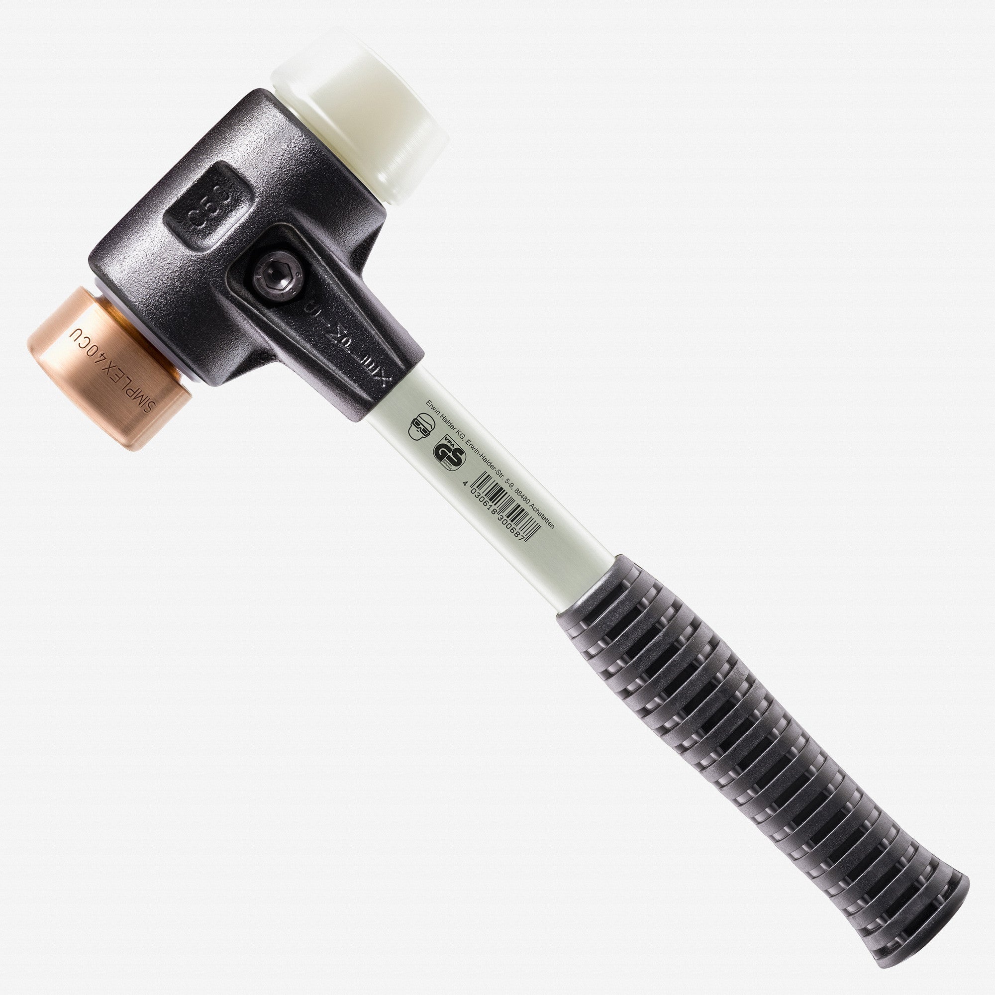 Halder Simplex Mallet with Copper/Nylon Inserts and Heavy Duty Reinforced Housing, 1.18" / 20.14 oz.