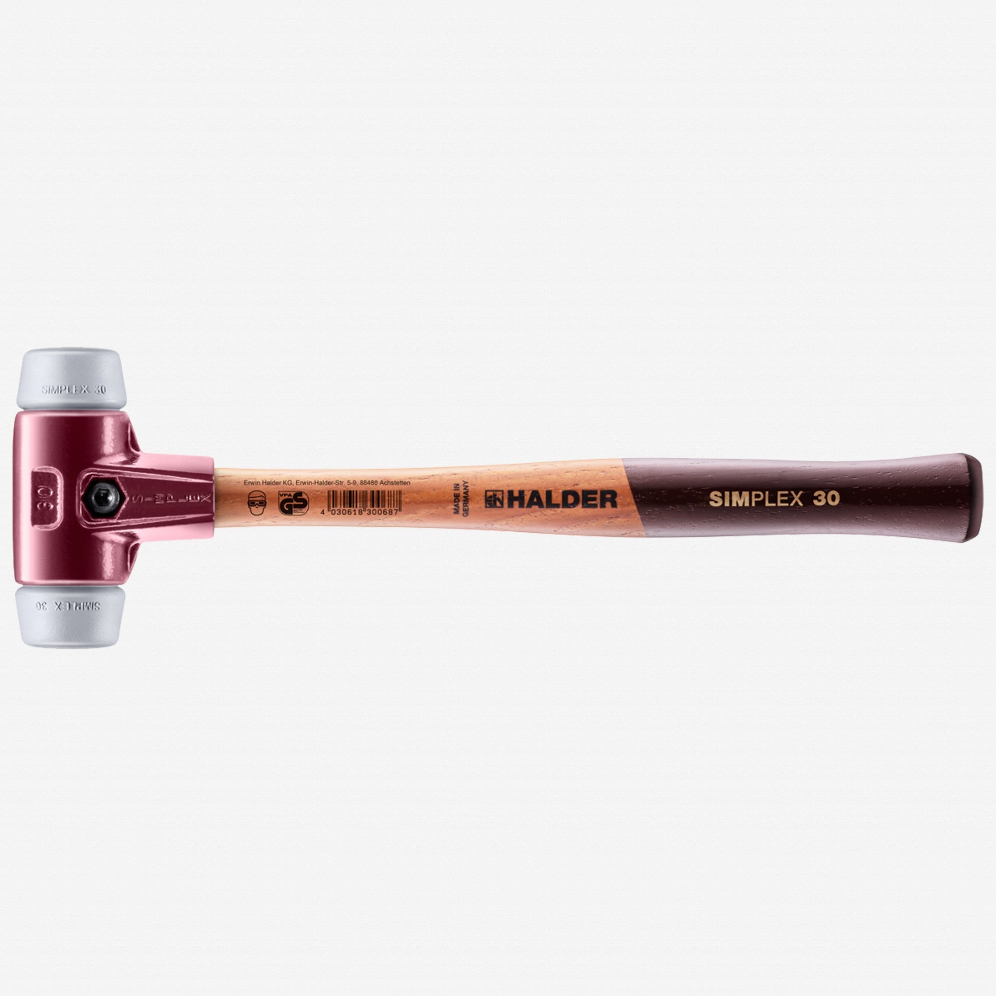 Halder Simplex Mallet with Non-Marring Grey Rubber Inserts and Cast Iron Housing, 1.18" / 11.82 oz.