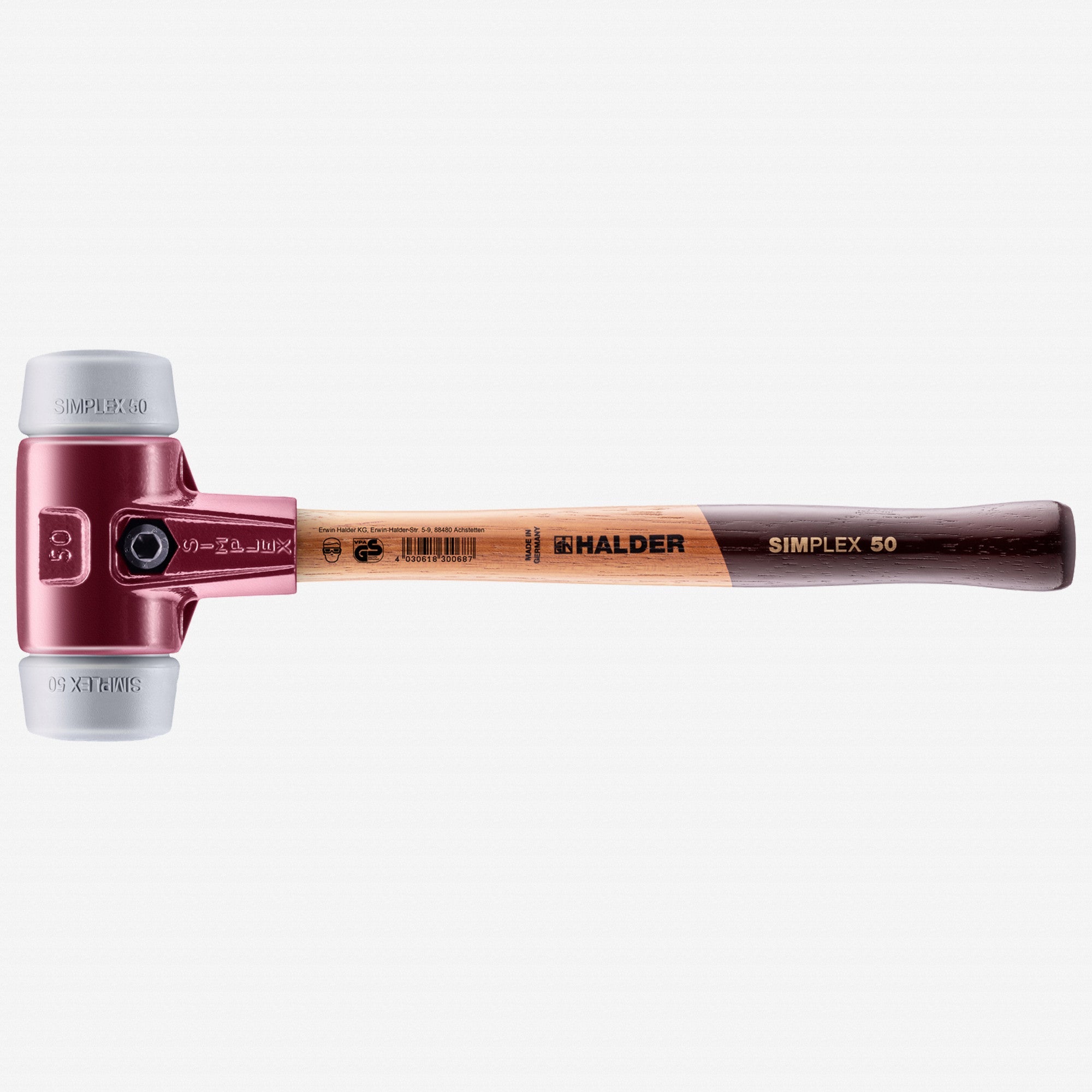 Halder Simplex Mallet with Non-Marring Grey Rubber Inserts and Cast Iron Housing, 1.97" / 37.74 oz.