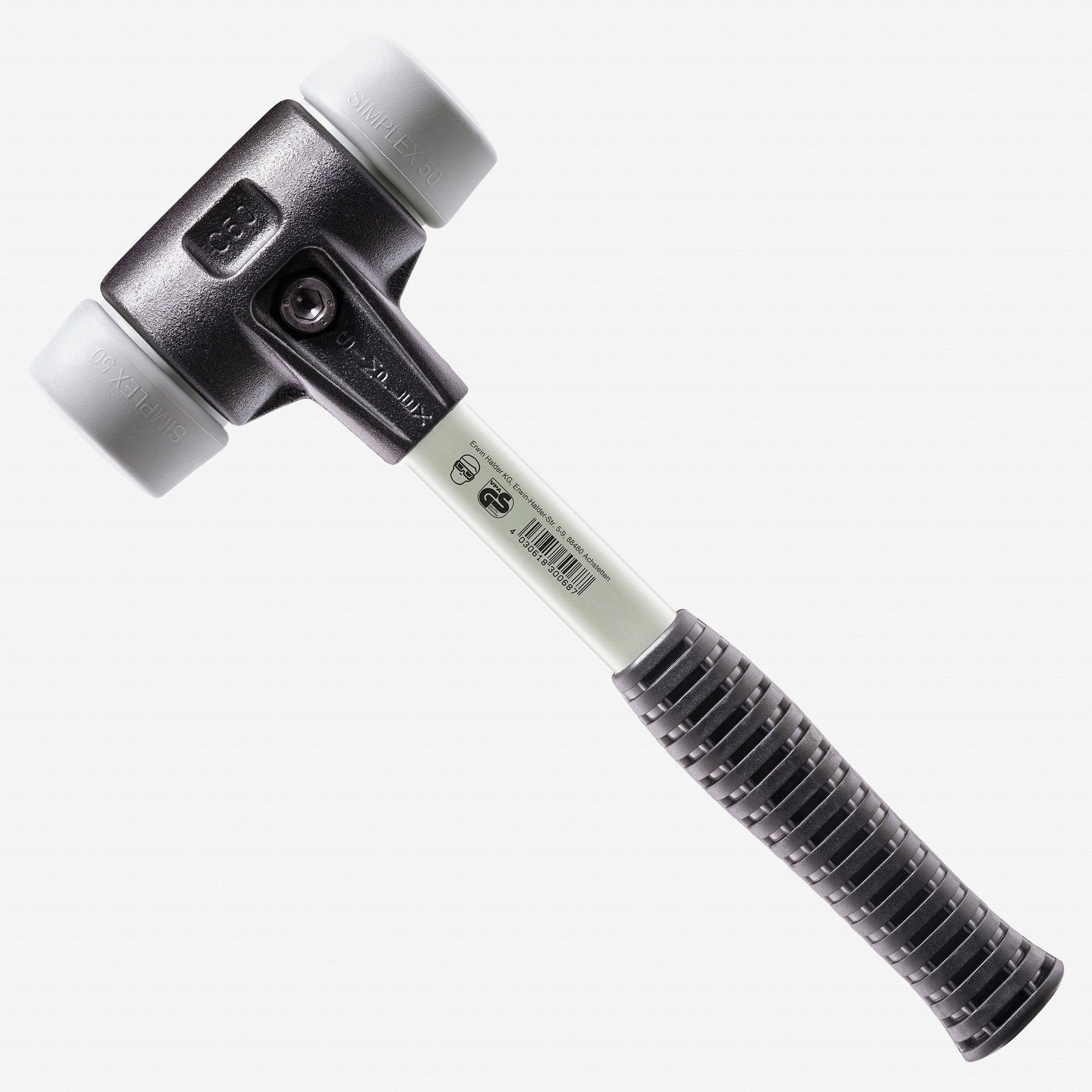 Halder Simplex Mallet with Non-Marring Grey Rubber Inserts and Heavy Duty Reinforced Housing, 2.36" / 60.32 oz.