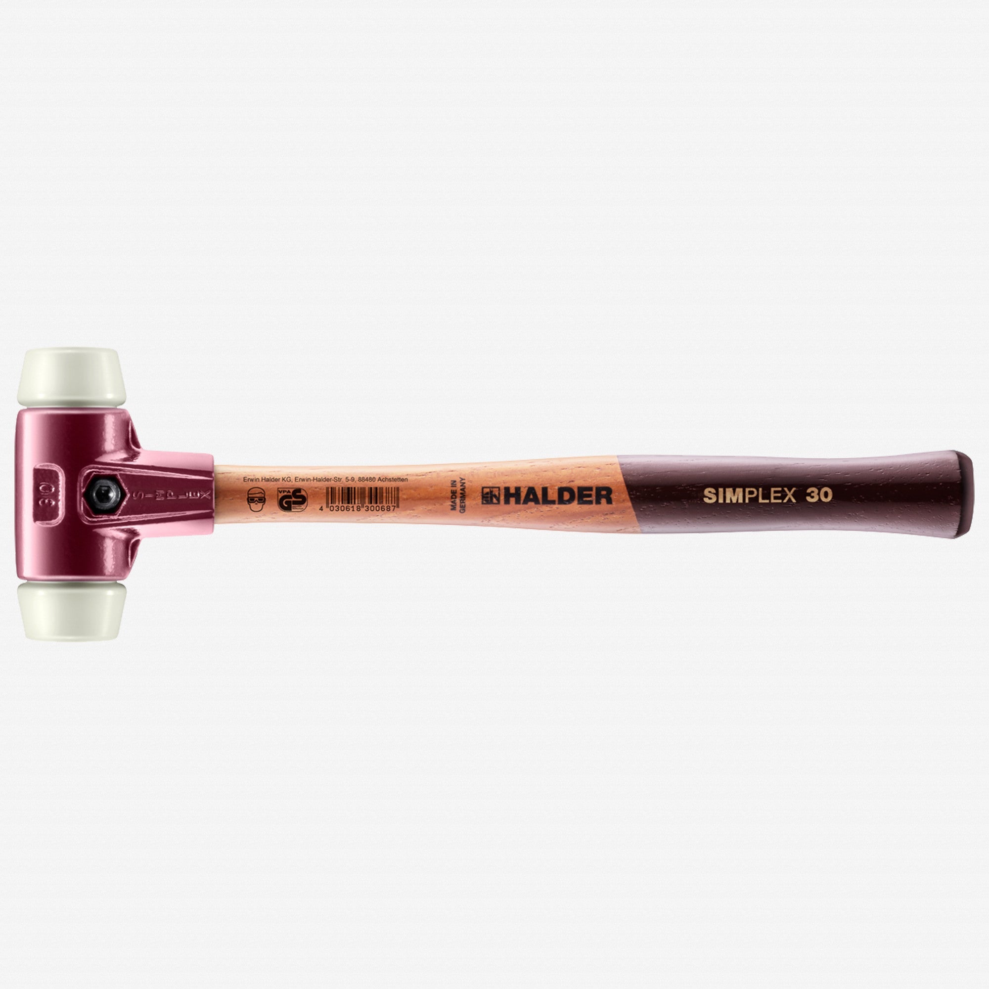 Halder Simplex Mallet with Nylon Inserts and Cast Iron Housing, 1.18" / 11.99 oz.