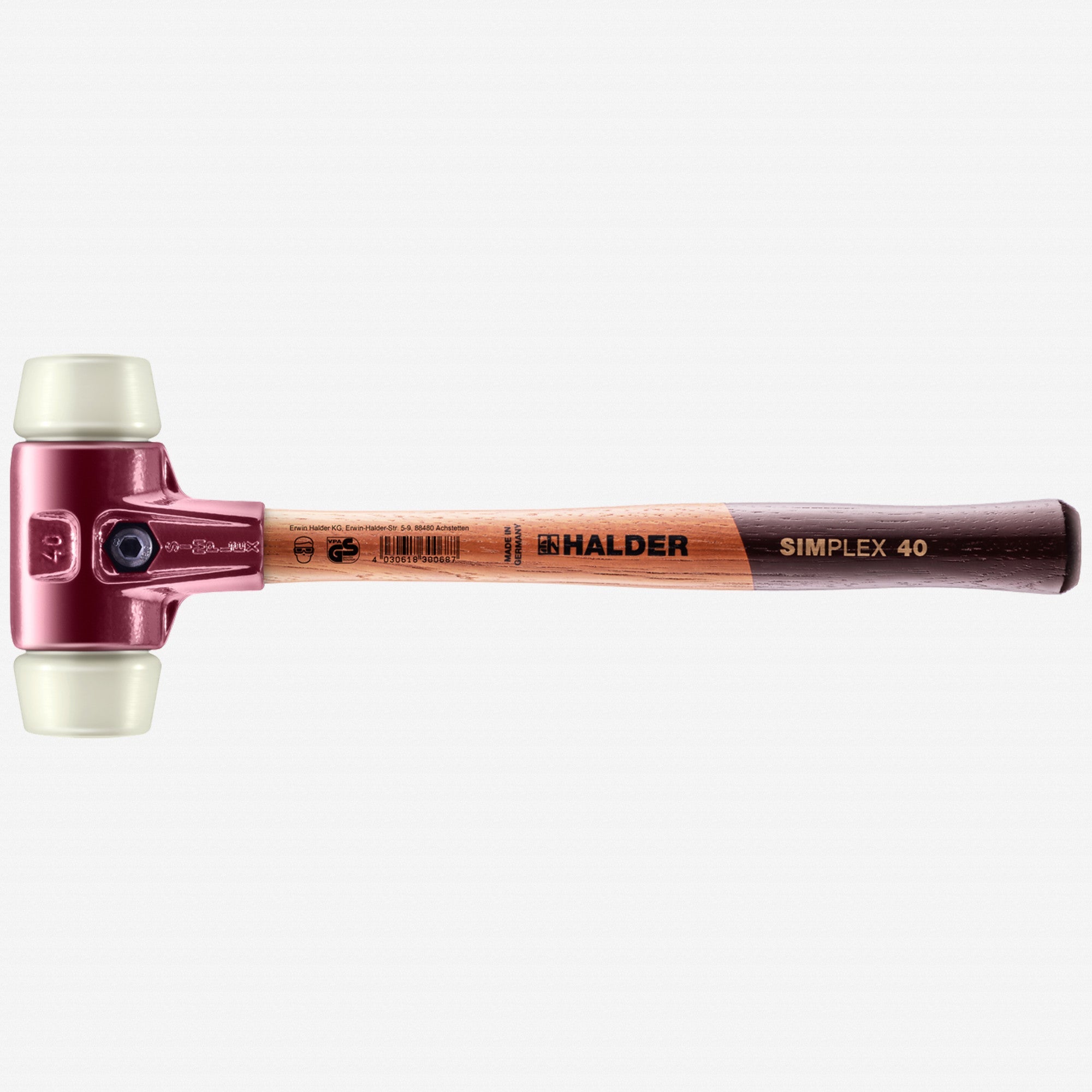 Halder Simplex Mallet with Nylon Inserts and Cast Iron Housing, 1.57" / 22.93 oz.