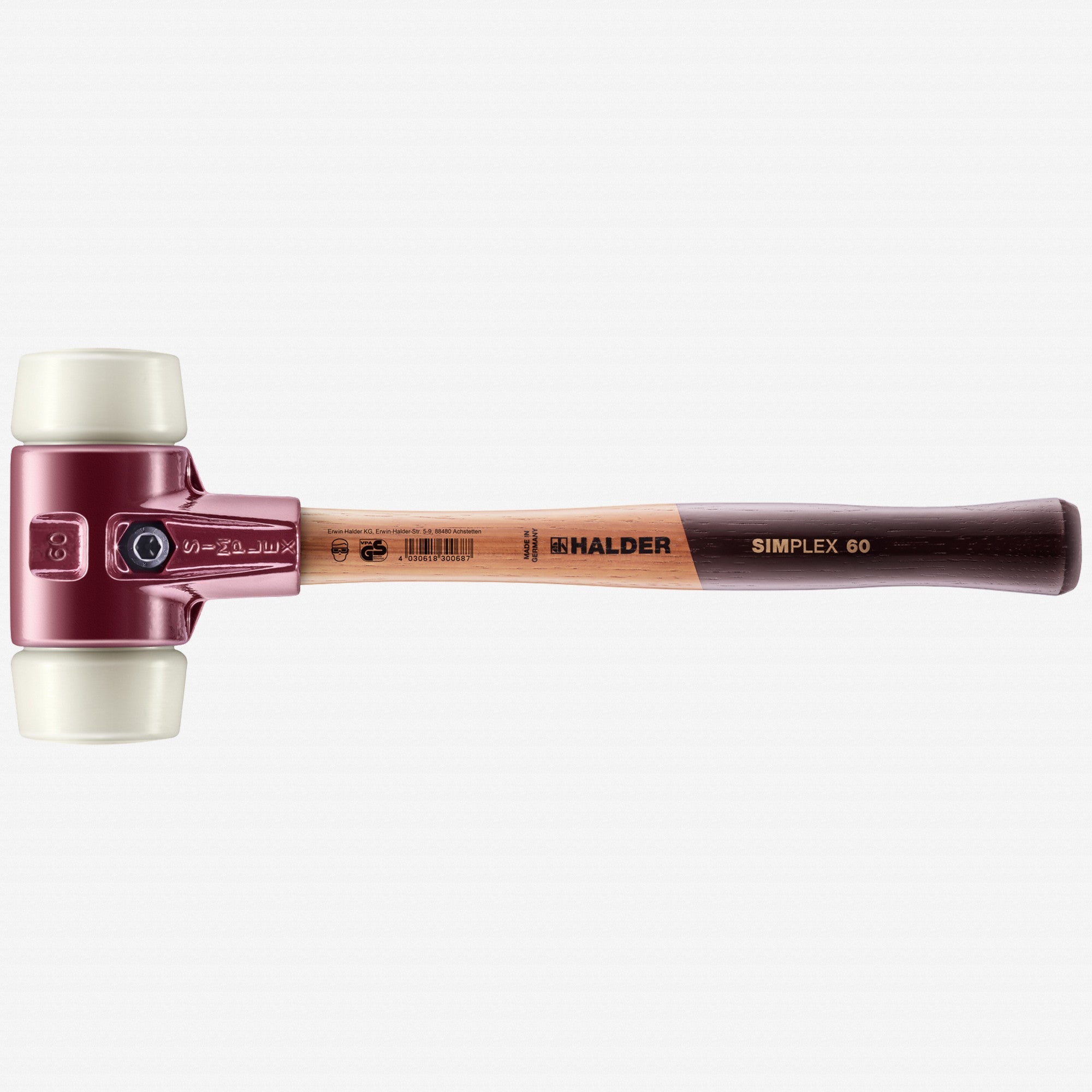 Halder Simplex Mallet with Nylon Inserts and Cast Iron Housing, 2.36" / 52.91 oz.