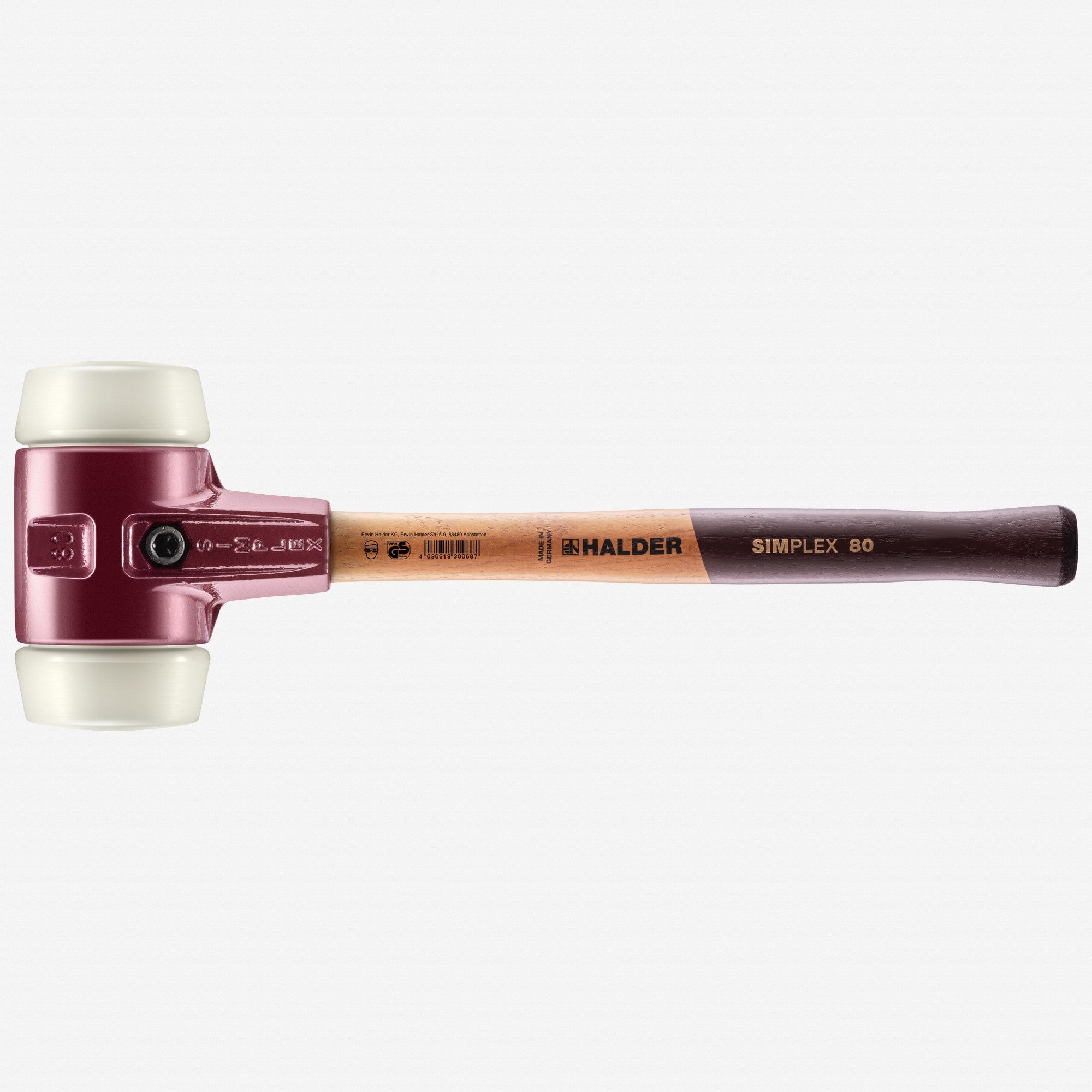 Halder Simplex Mallet with Nylon Inserts and Cast Iron Housing, 3.15" / 101.59 oz.