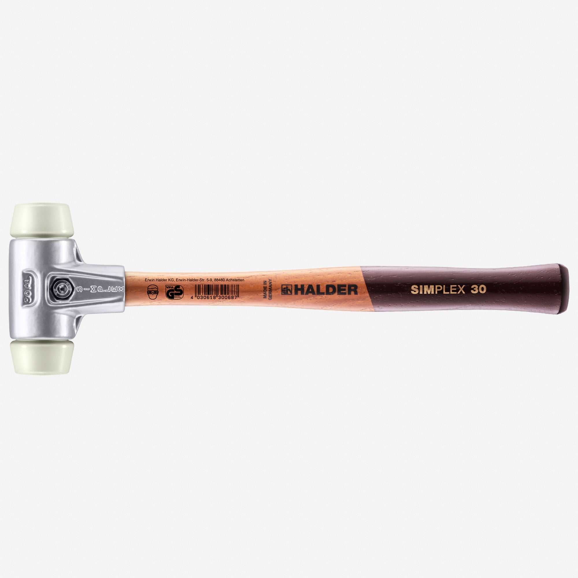 Halder Simplex Mallet with Nylon Inserts and Lightweight Aluminum Housing, 1.18" / 7.58 oz.