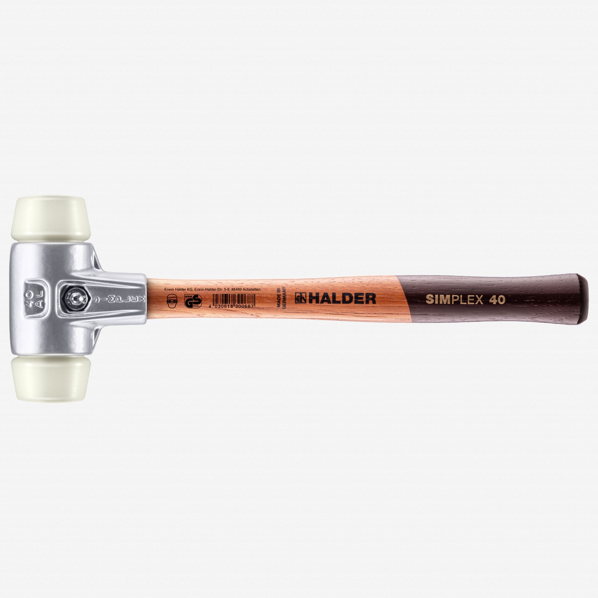 Halder Simplex Mallet with Nylon Inserts and Lightweight Aluminum Housing, 1.57" / 13.93 oz.