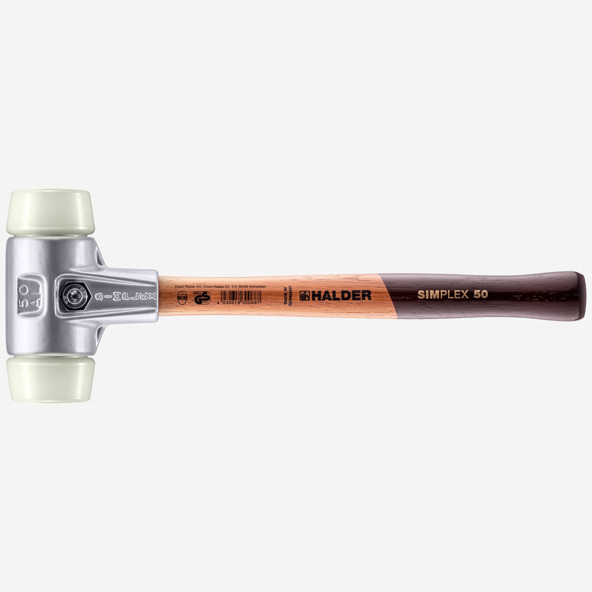 Halder Simplex Mallet with Nylon Inserts and Lightweight Aluminum Housing, 1.97" / 25.4 oz.