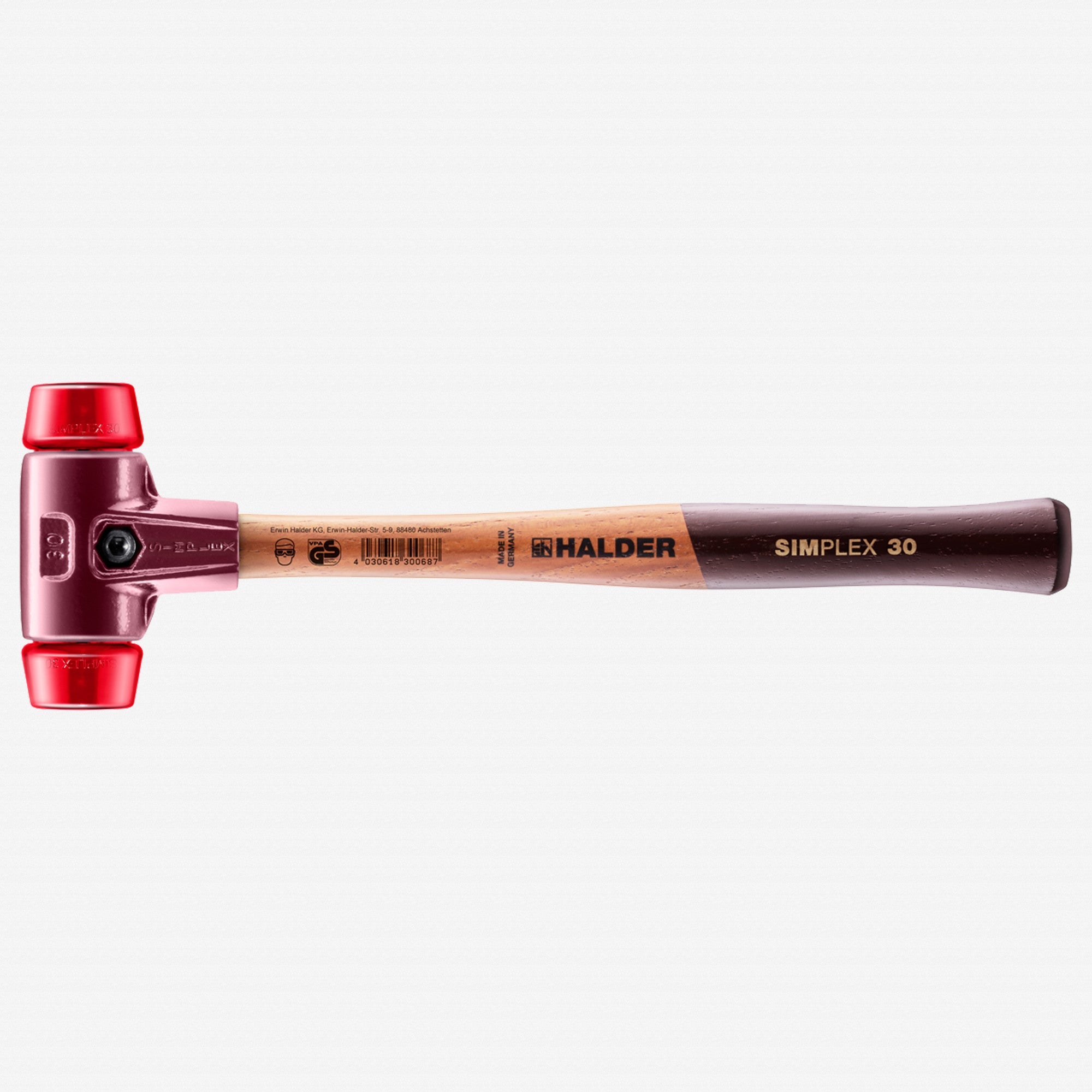 Halder Simplex Mallet with Red Acetate Plastic Inserts and Cast Iron Housing, 1.18" / 12.17 oz.