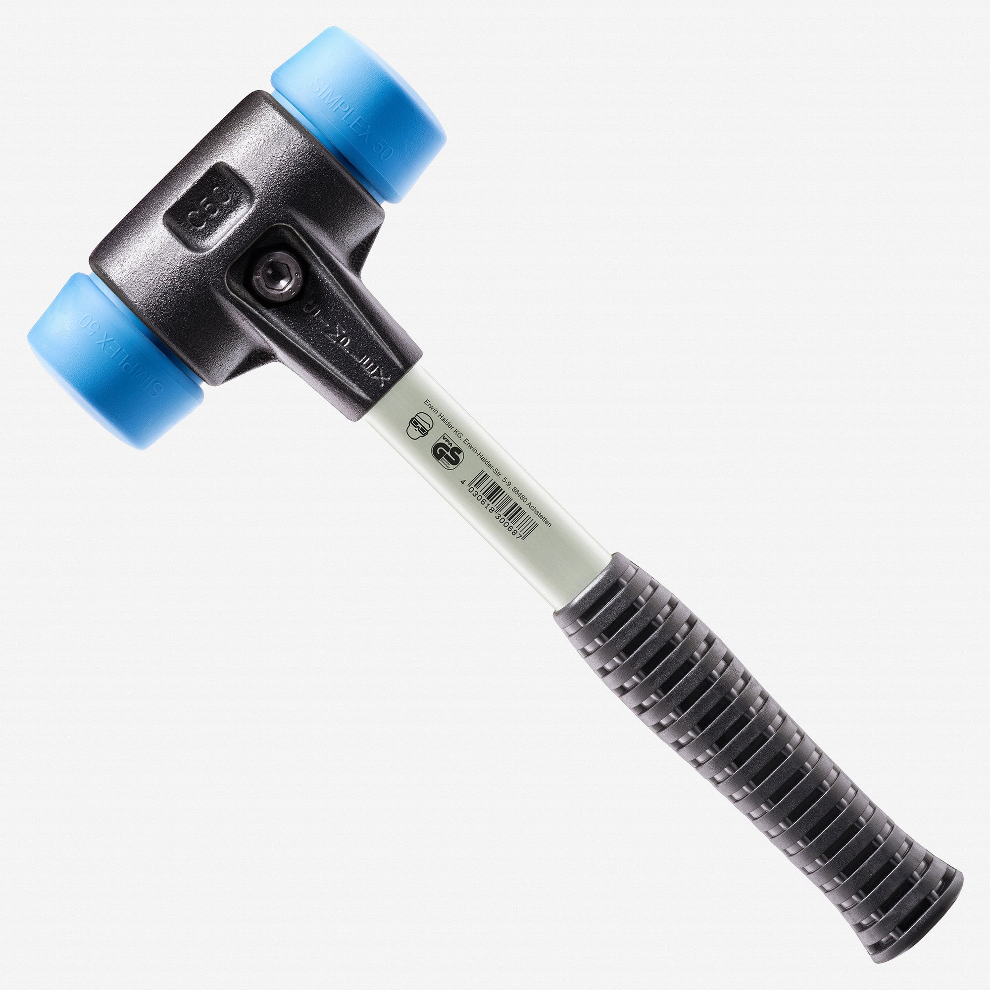 Halder Simplex Mallet with Soft Blue Rubber Inserts and Heavy Duty Reinforced Housing, 2.36" / 60.32 oz.