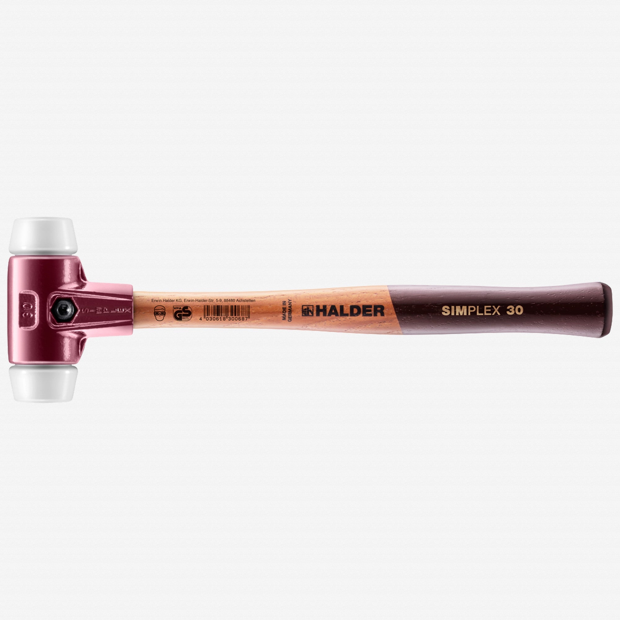 Halder Simplex Mallet with Superplastic Insertsand Cast Iron Housing, 1.18" / 11.29 oz.