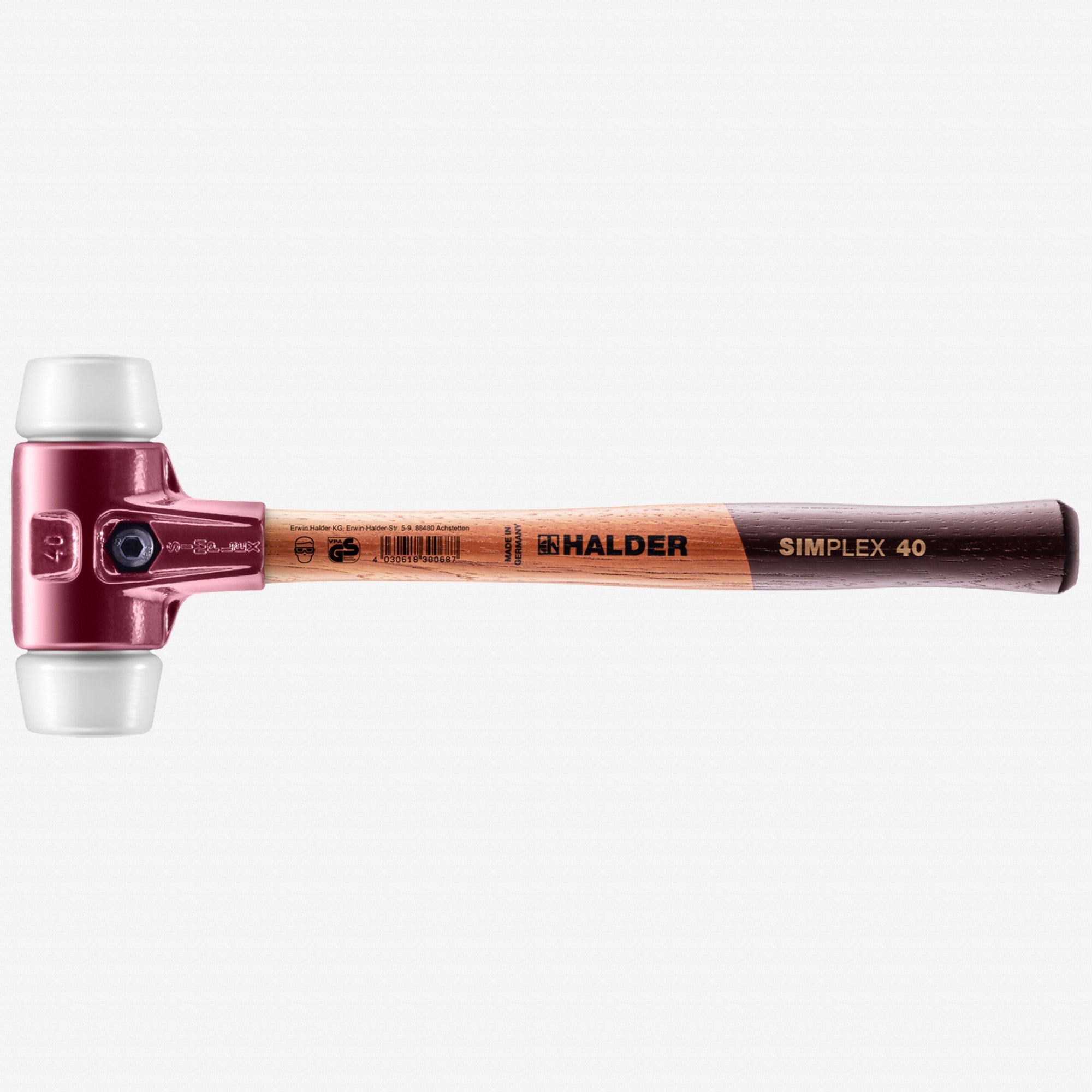 Halder Simplex Mallet with Superplastic Insertsand Cast Iron Housing, 1.57" / 21.52 oz.