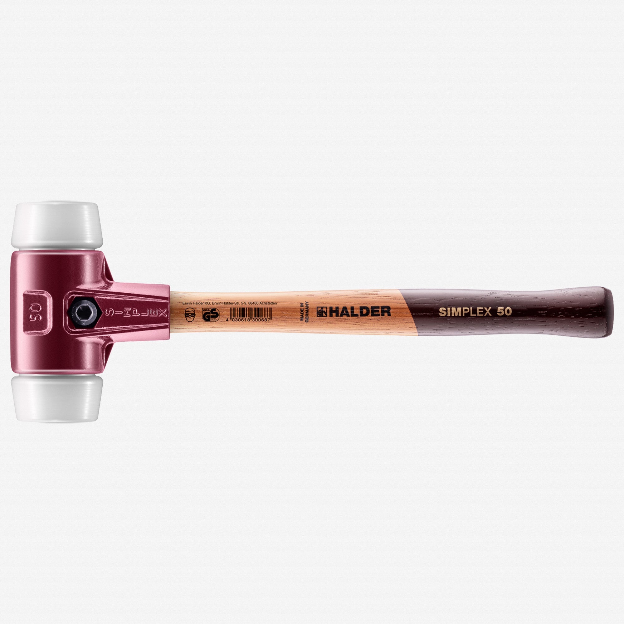 Halder Simplex Mallet with Superplastic Insertsand Cast Iron Housing, 1.97" / 36.68 oz.