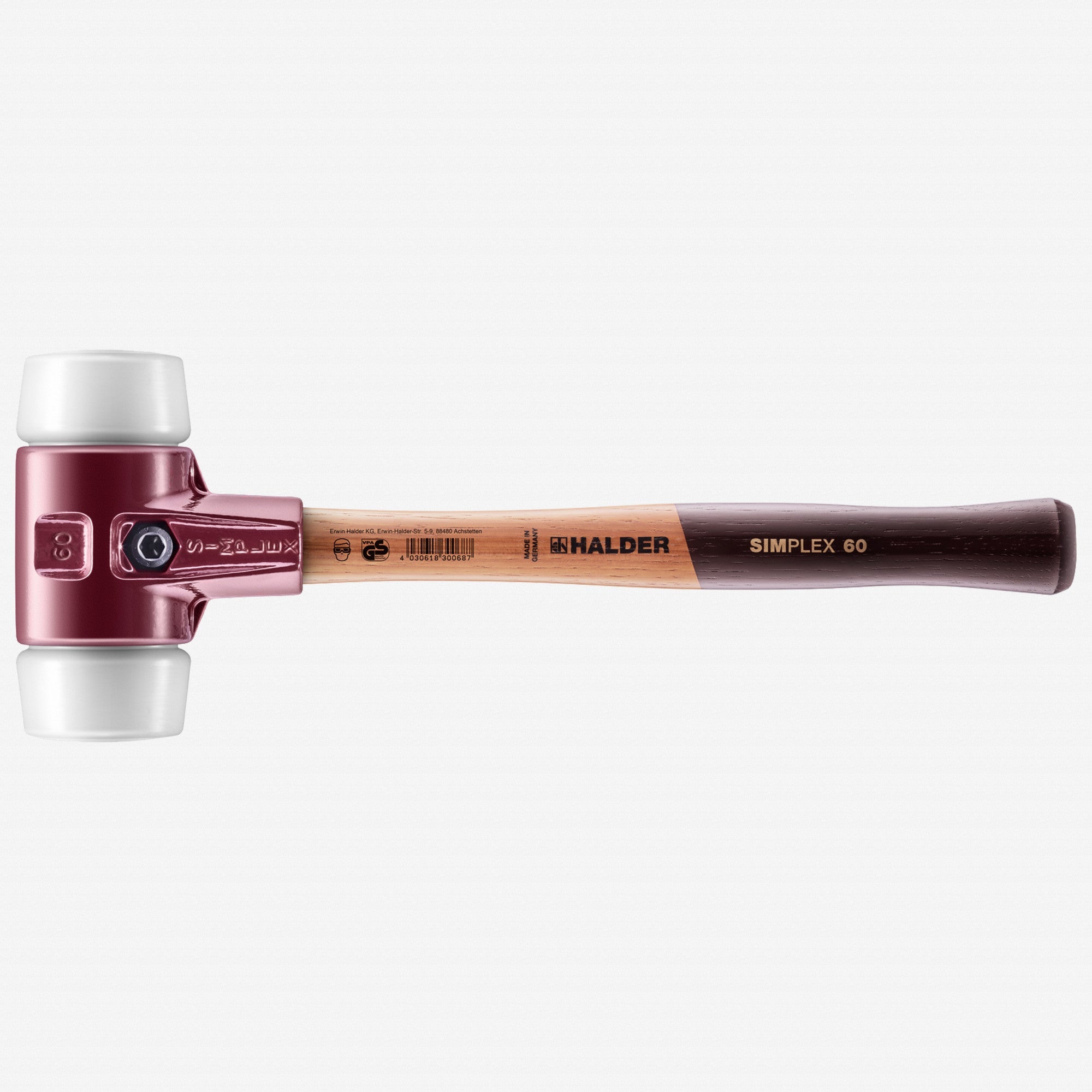 Halder Simplex Mallet with Superplastic Insertsand Cast Iron Housing, 2.36" / 50.79 oz.
