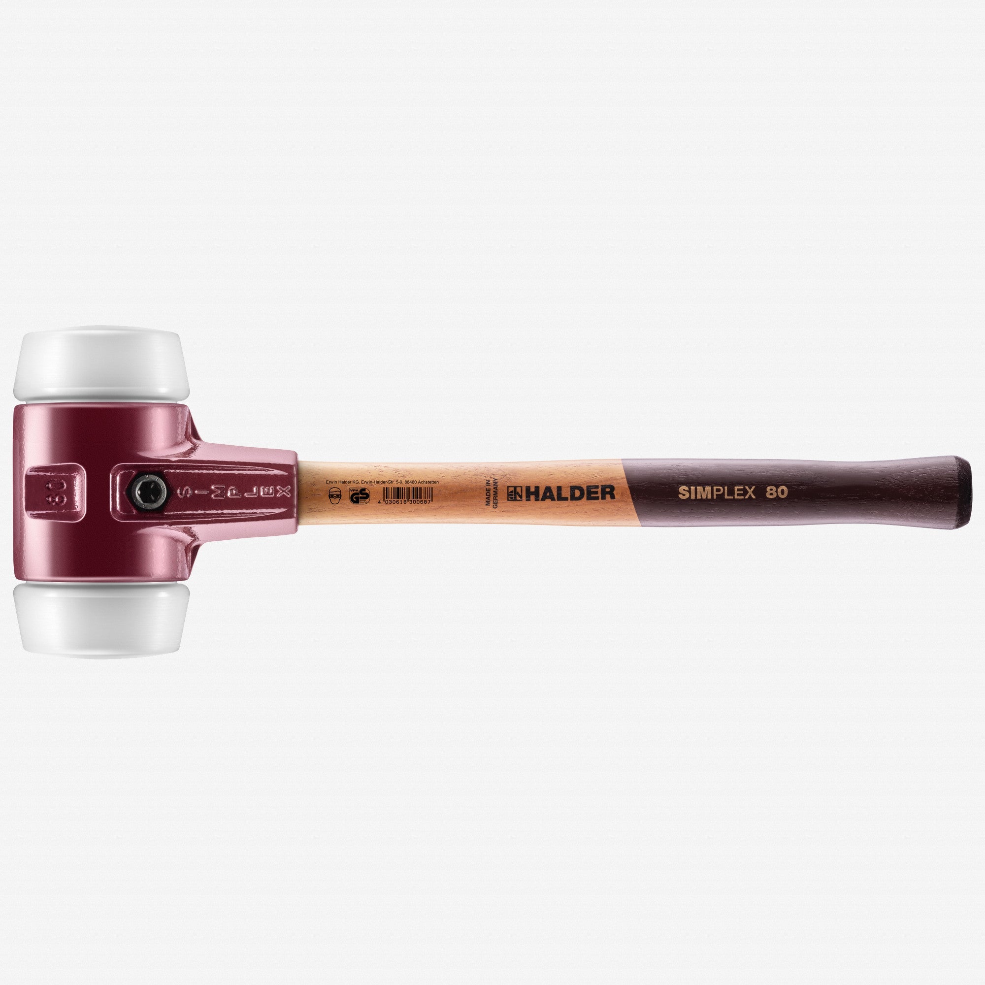 Halder Simplex Mallet with Superplastic Insertsand Cast Iron Housing, 3.15" / 93.83 oz.