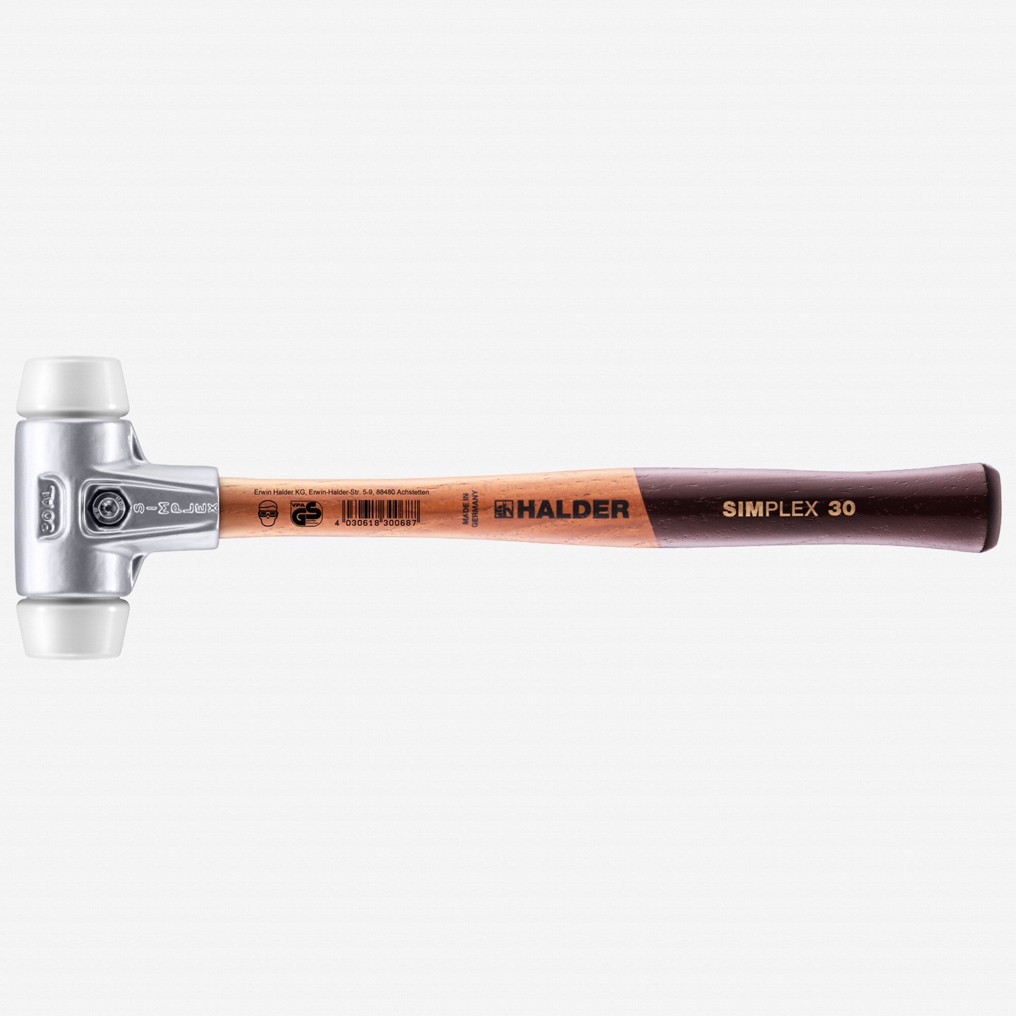 Halder Simplex Mallet with Superplastic Inserts and Lightweight Aluminum Housing, 1.18" / 7.58 oz.