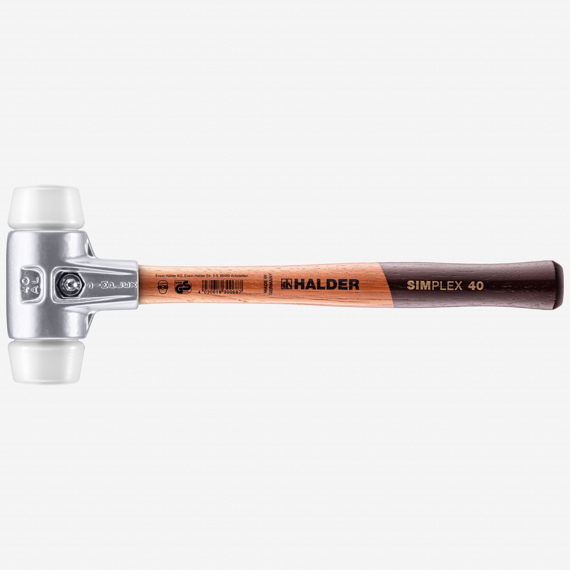 Halder Simplex Mallet with Superplastic Inserts and Lightweight Aluminum Housing, 1.57" / 12.7 oz.