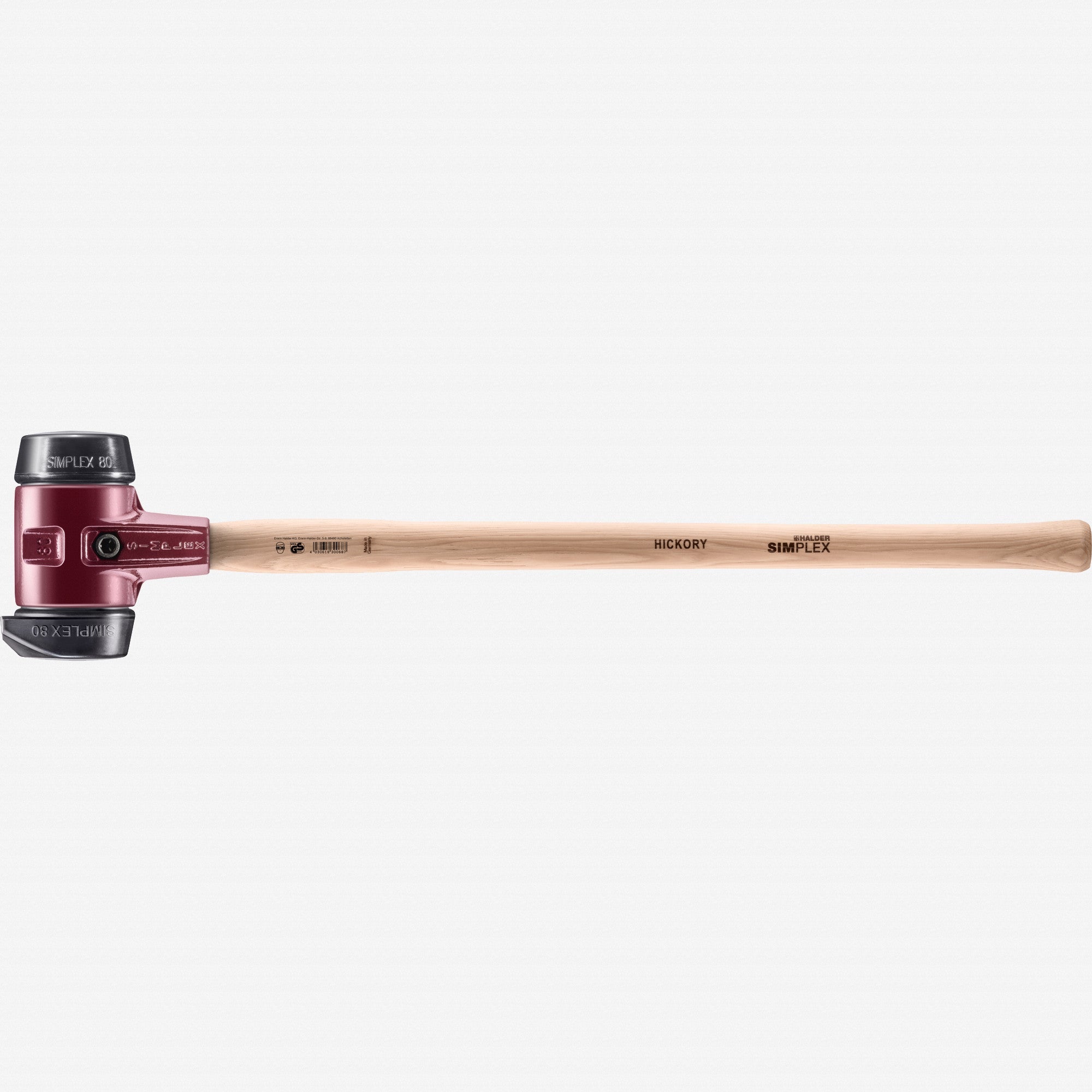 Halder Simplex Sledge Hammer with Black Rubber/STAND-UP Black Rubber Inserts and Cast Iron Housing, 3.15" / 117.11 oz.