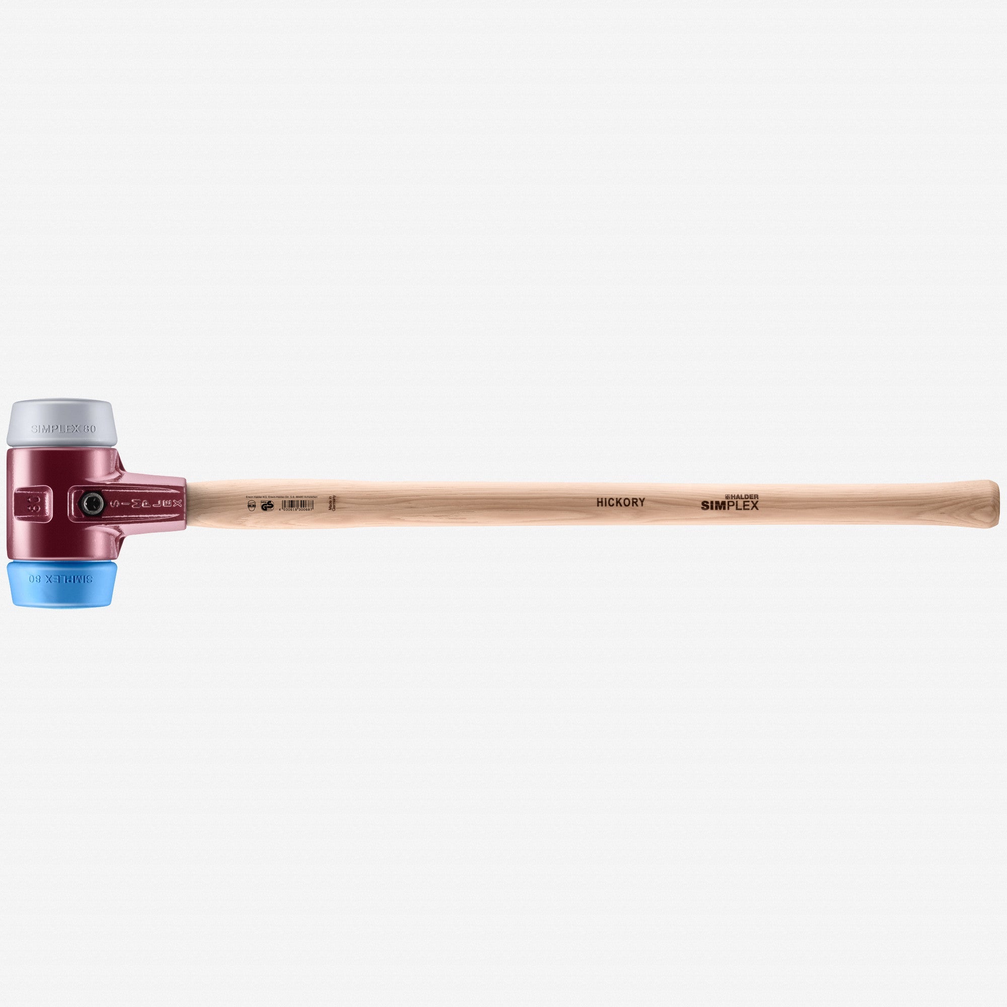Halder Simplex Sledge Hammer with Soft Blue Rubber/Grey Rubber Inserts and Cast Iron Housing, 3.15" / 110.23 oz.