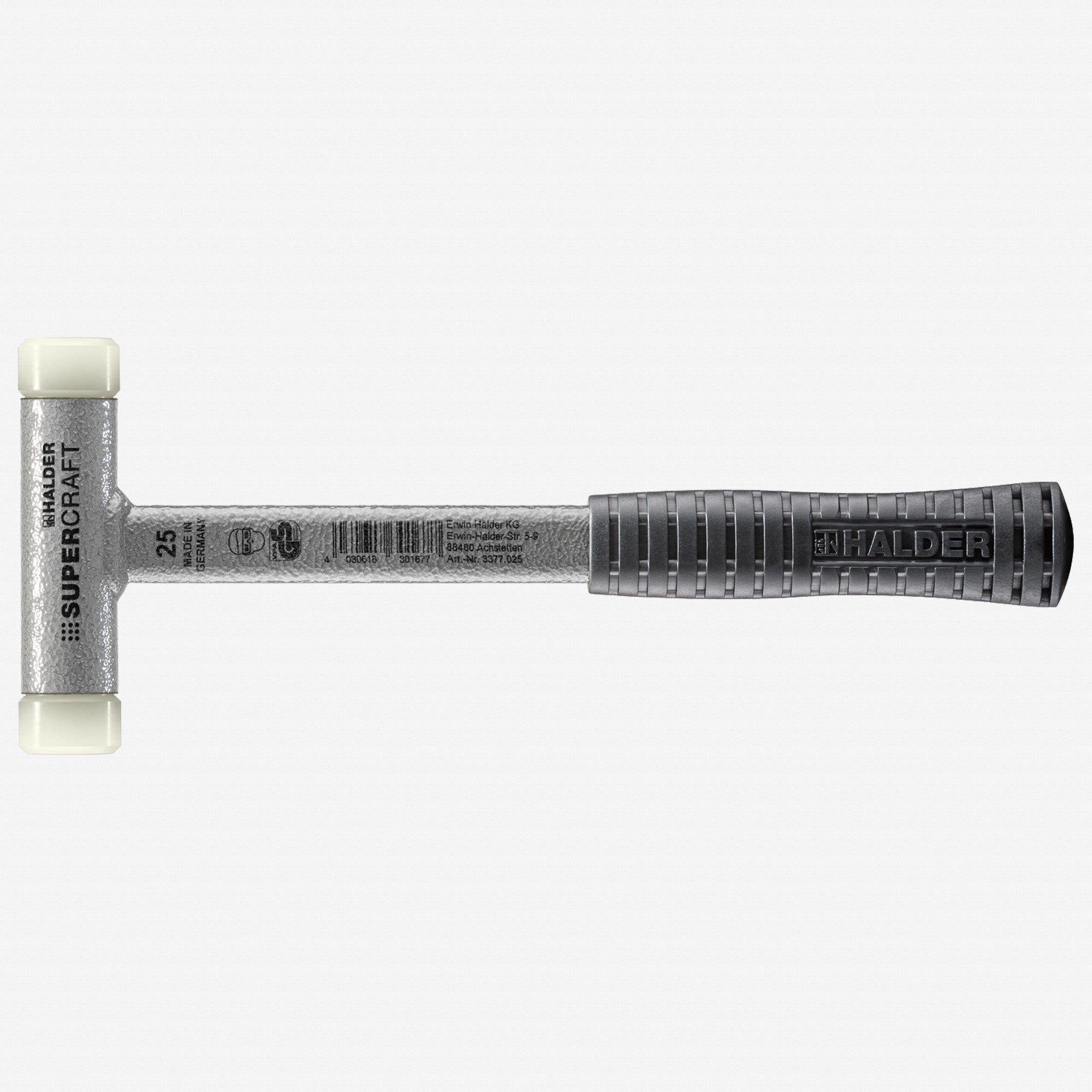 Halder Supercraft Dead Blow, Non-Rebounding Hammer with Nylon Face Inserts and Steel Housing, 0.98" / 13.58 oz.