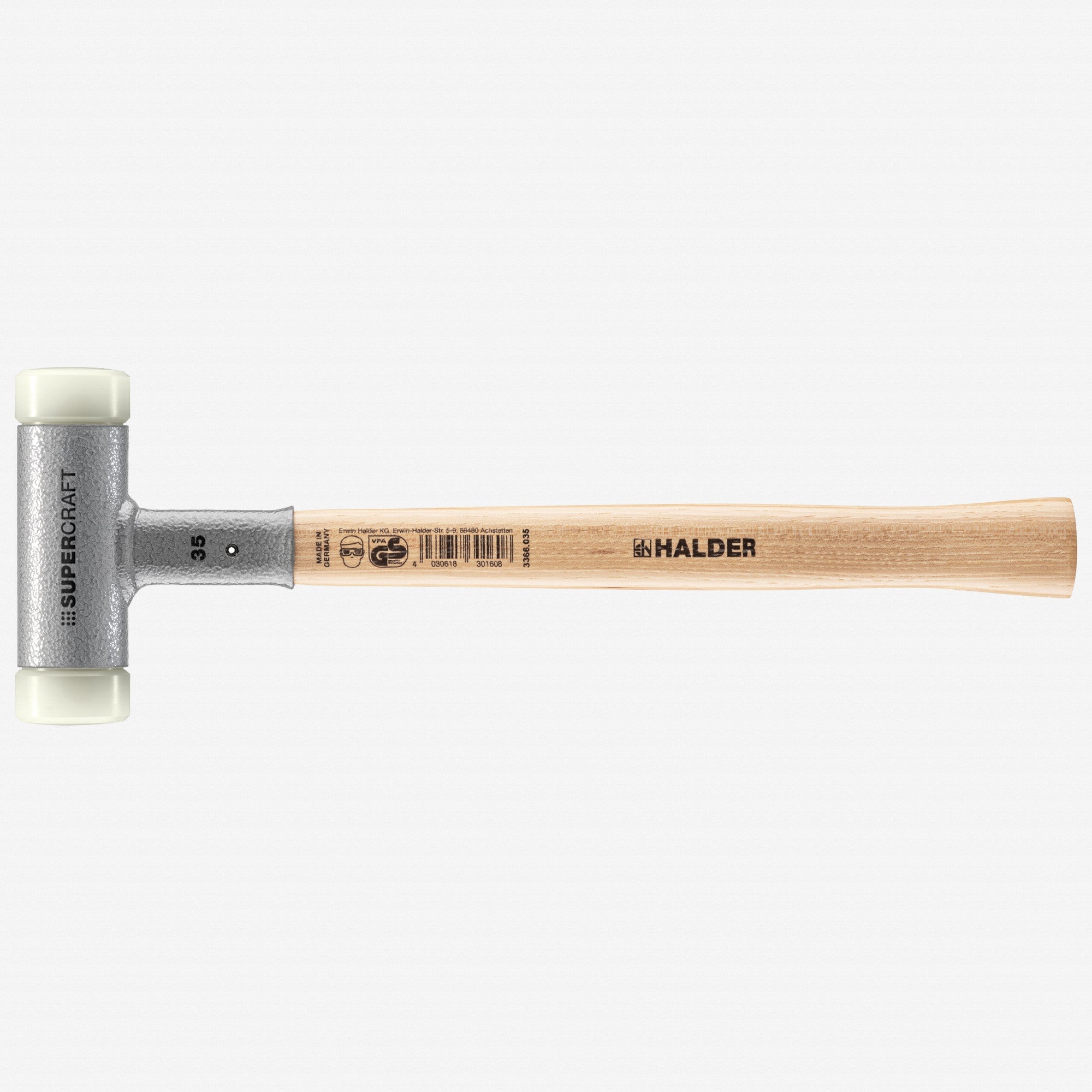 Halder Supercraft Dead Blow, Non-Rebounding Hammer with Nylon Face Inserts and Steel Housing, 1.38" / 19.75 oz.