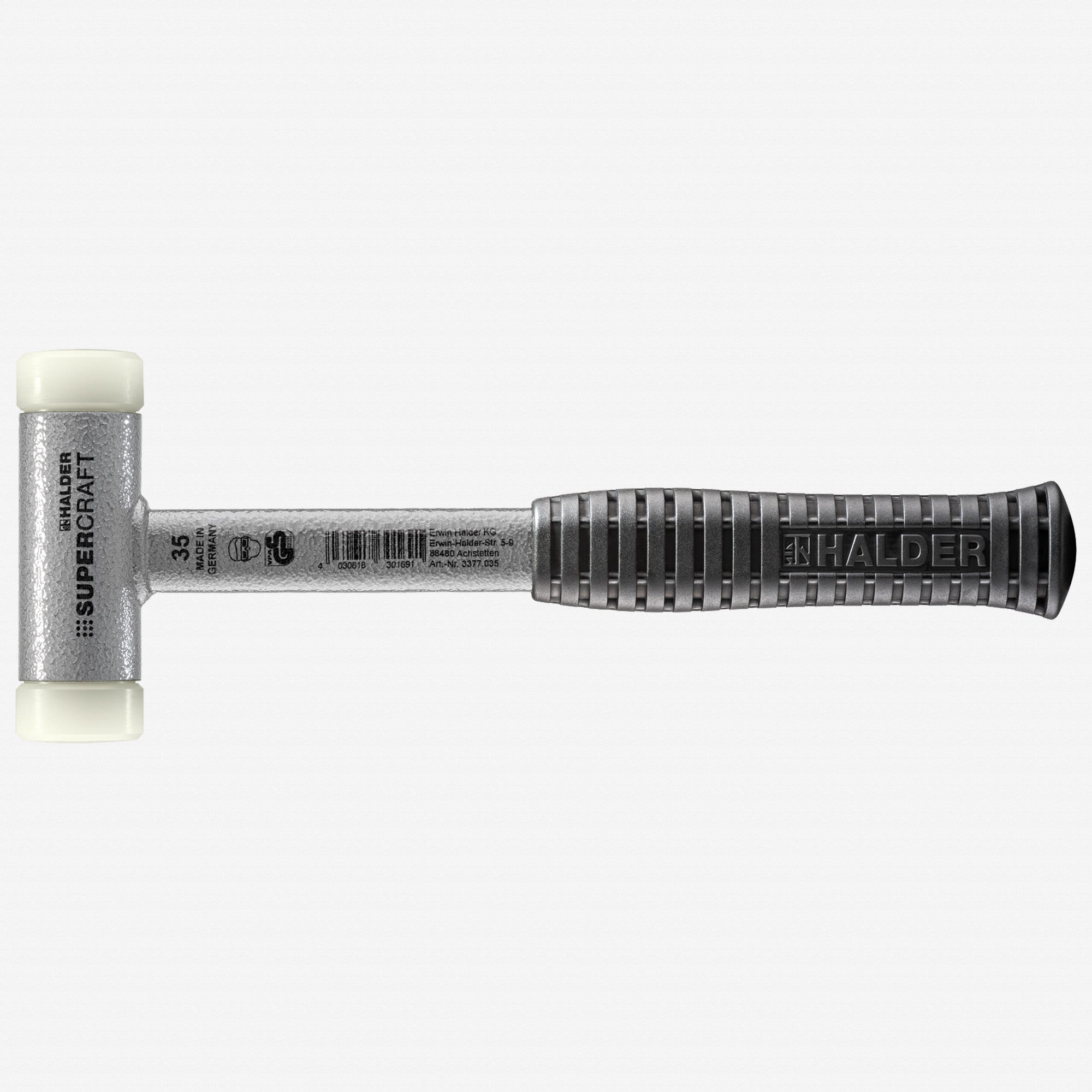 Halder Supercraft Dead Blow, Non-Rebounding Hammer with Nylon Face Inserts and Steel Housing, 1.38" / 24.34 oz.