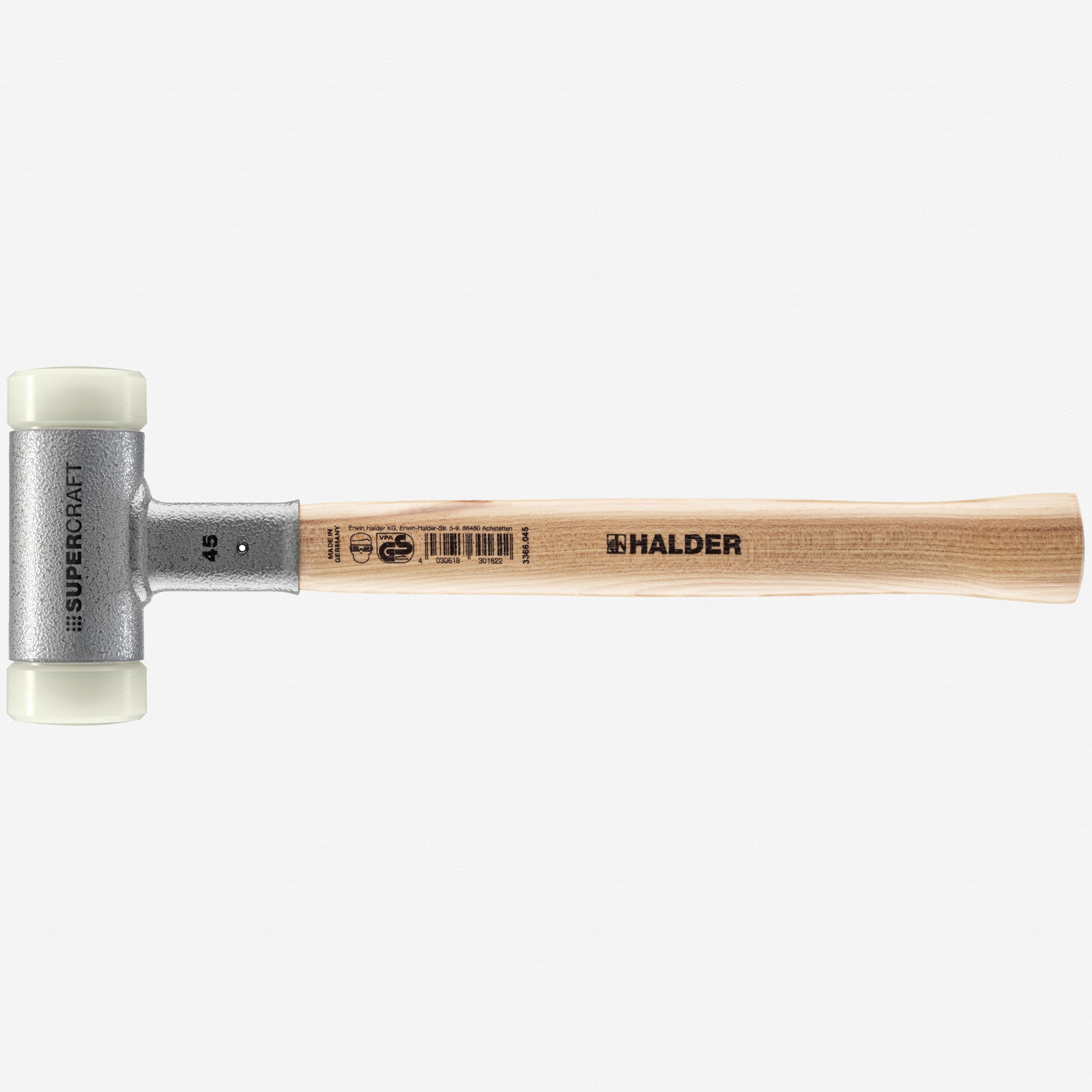 Halder Supercraft Dead Blow, Non-Rebounding Hammer with Nylon Face Inserts and Steel Housing, 1.77" / 29.28 oz.